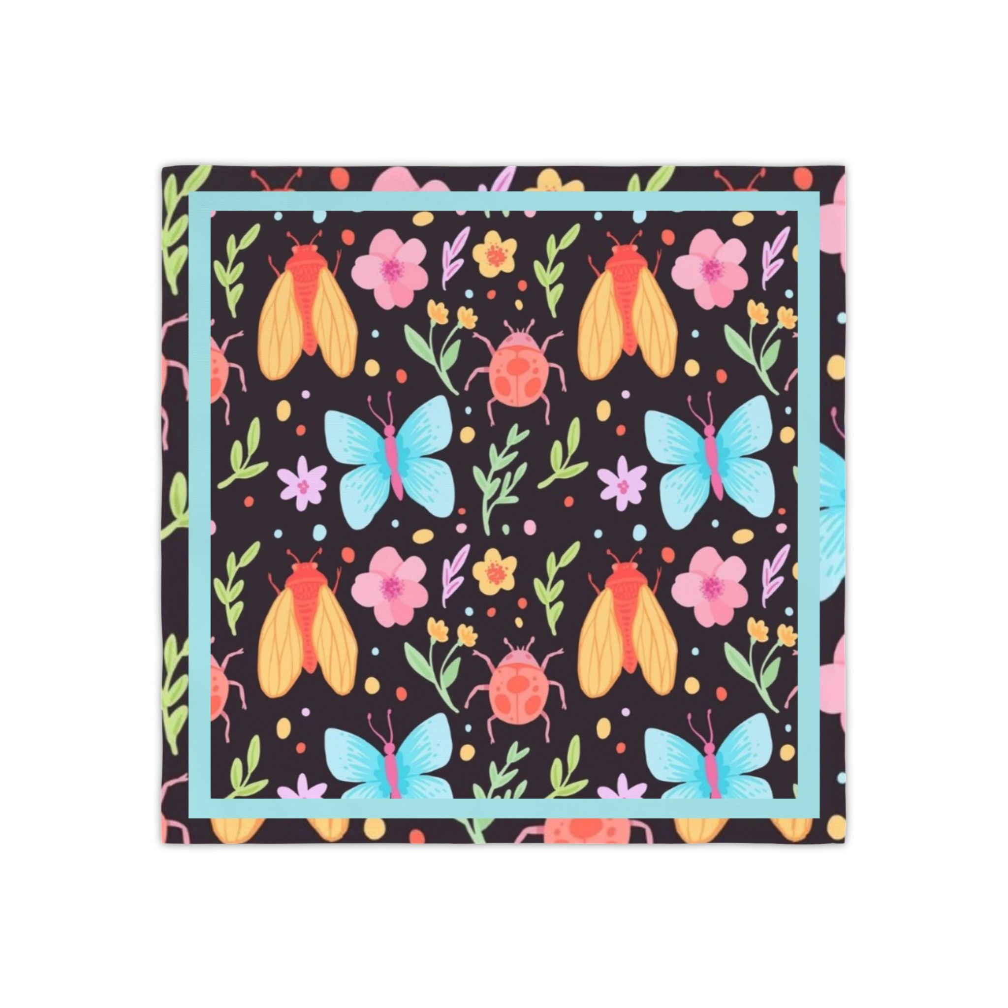 Garden Party Picnic Linens, Patio Table Decor, Whimsical Insect Decorative Cocktail Napkins - Set of 4