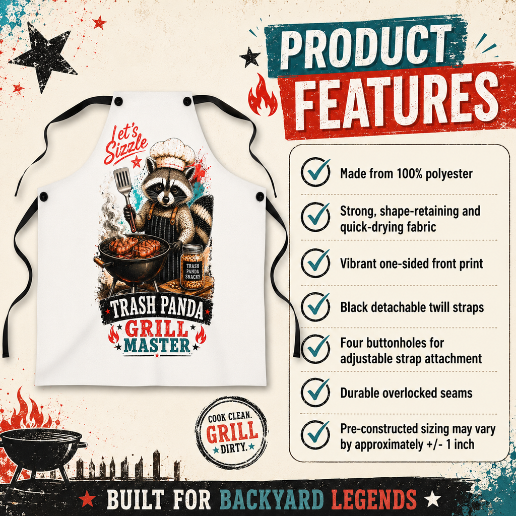 Funny Raccoon BBQ Apron, Trash Panda Grill Master Gift for Him