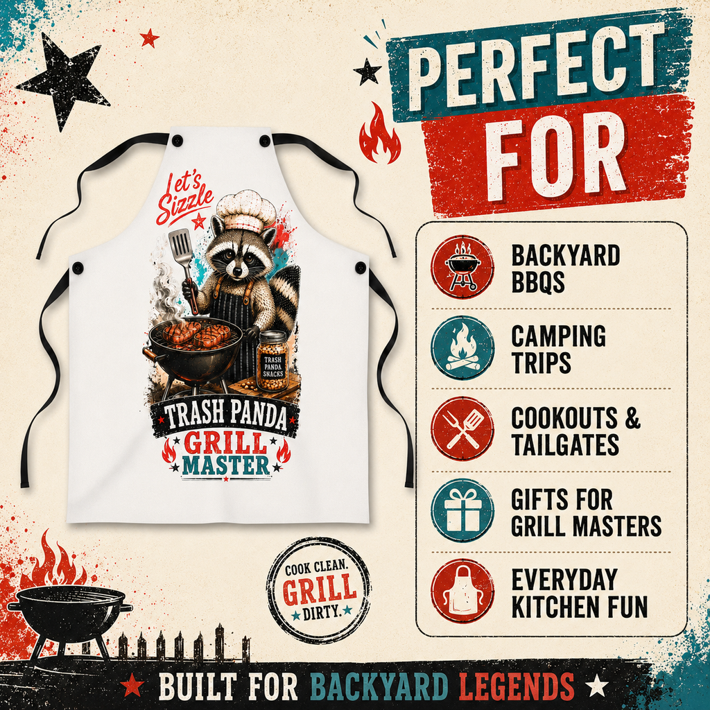Funny Raccoon BBQ Apron, Trash Panda Grill Master Gift for Him