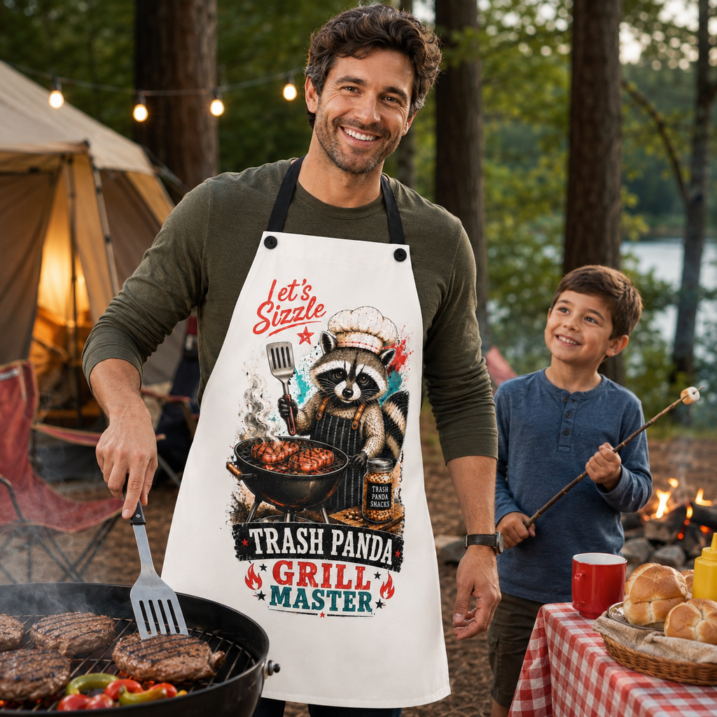 Funny Raccoon BBQ Apron, Trash Panda Grill Master Gift for Him