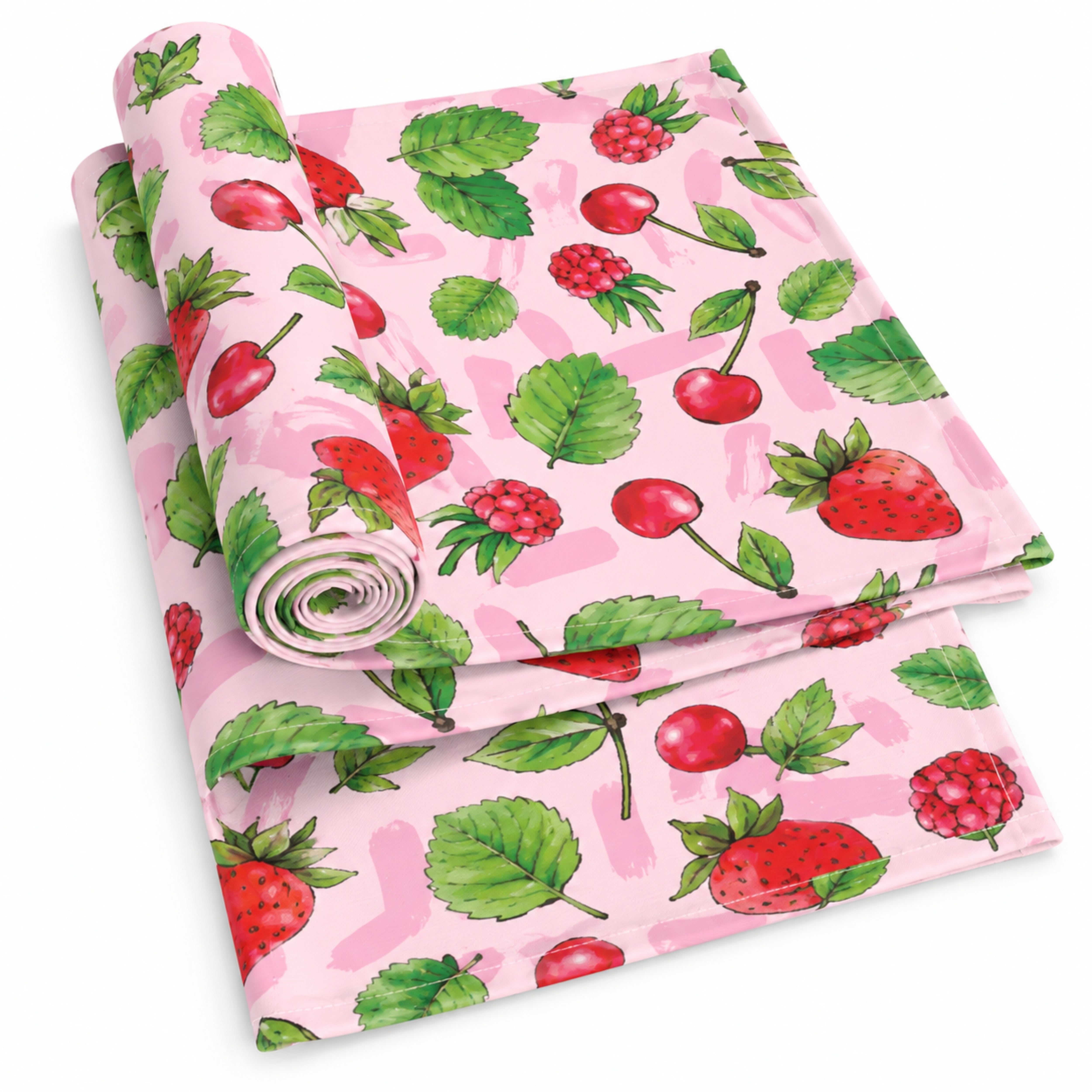 Sweetberry Summer Strawberry & Cherry Table Runner, Available in Two Sizes