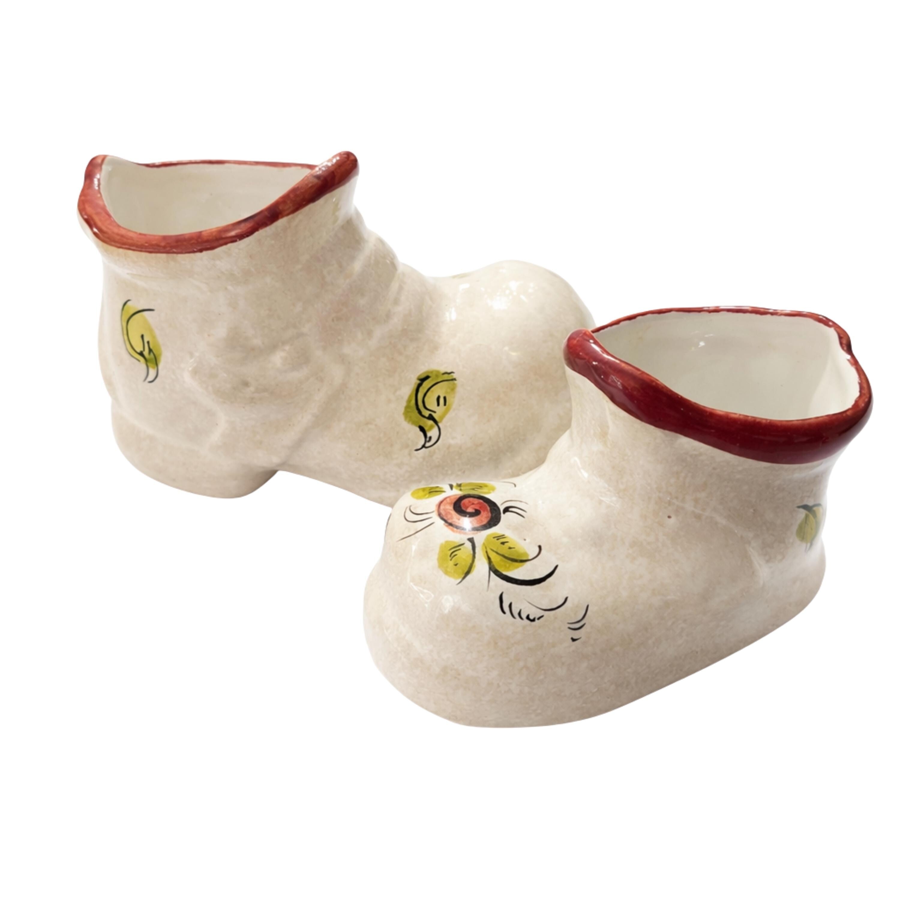 Vintage Ceramic Boot Planter Pair Japan Mid Century Cottagecore Cottage Vase Set Nursery Decor