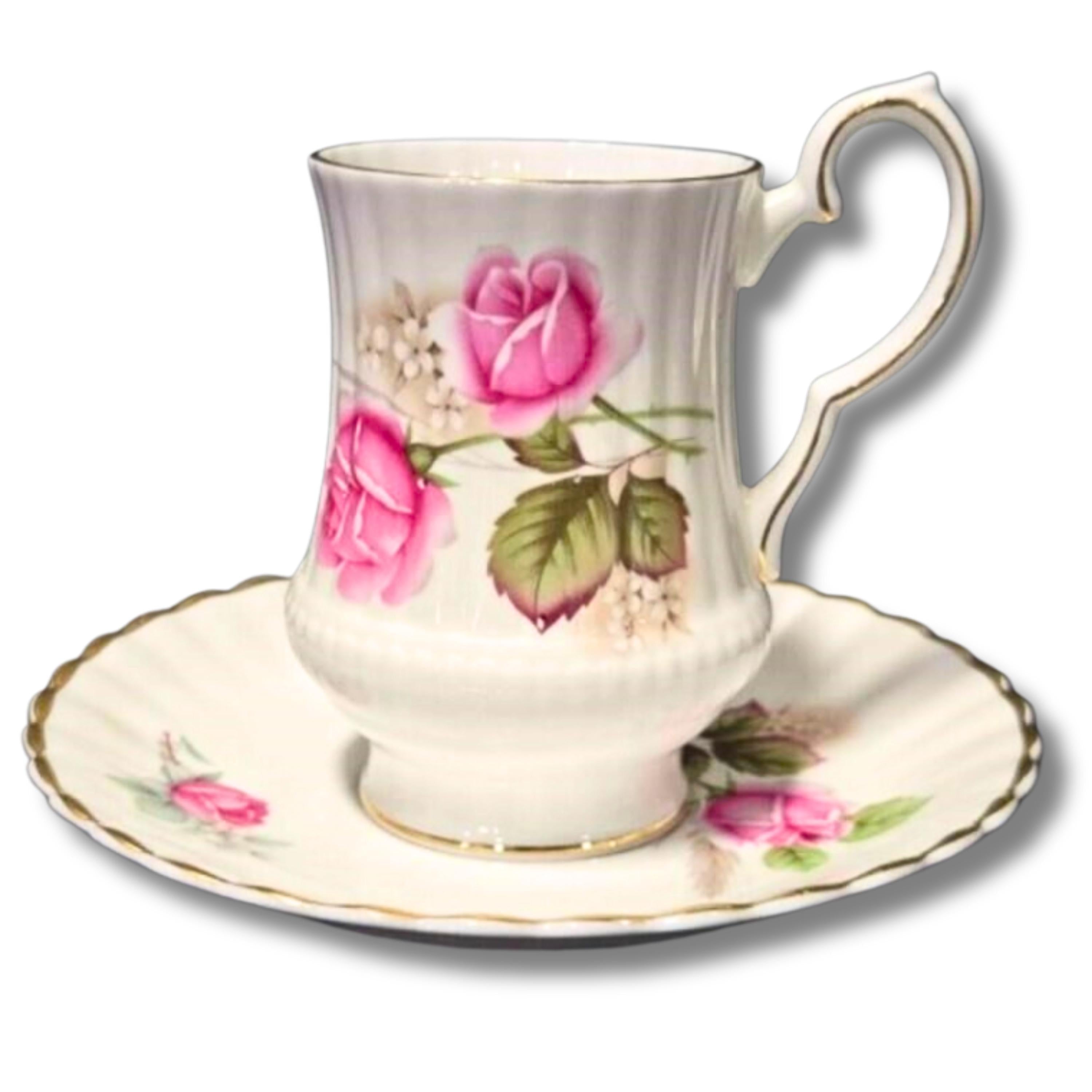 Royal Imperial Teacup and Saucer Pink Rose Bone China England Vintage