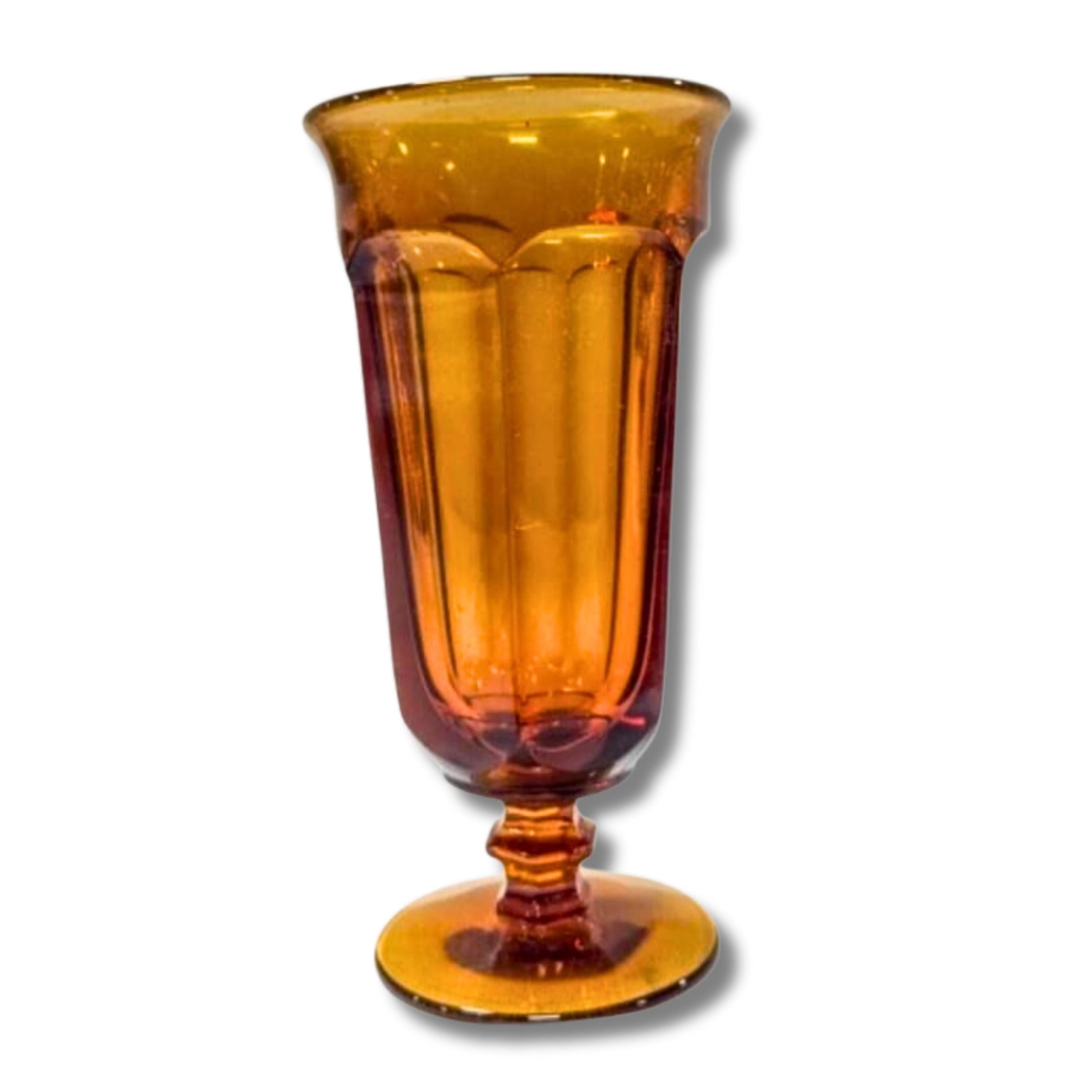 Vintage Amber Goblets Set of 6, Old Williamsburg Glass, 7" Parfait Glasses, Mid-Century Decor