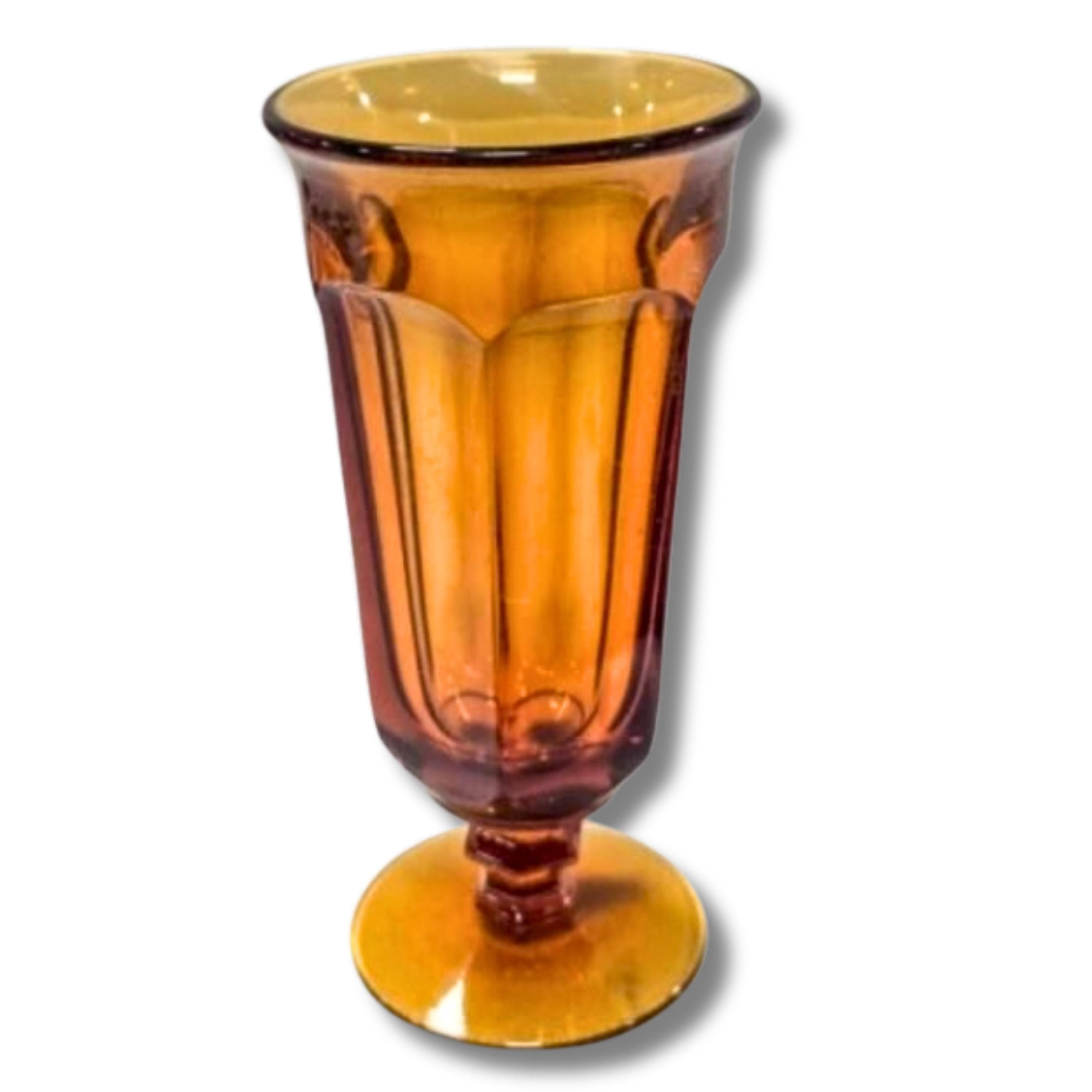 Vintage Amber Goblets Set of 6, Old Williamsburg Glass, 7" Parfait Glasses, Mid-Century Decor