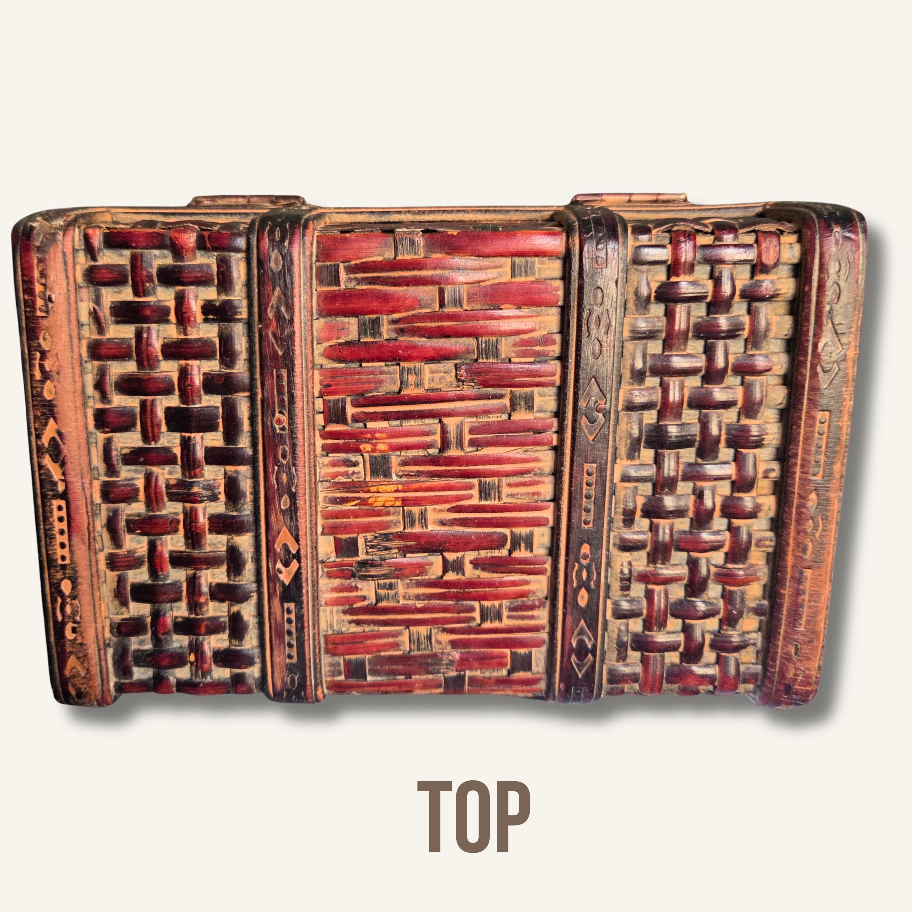 Boho Carved Wooden Keepsake Box: Rustic Trinket Storage, Small Decorative Jewelry Chest