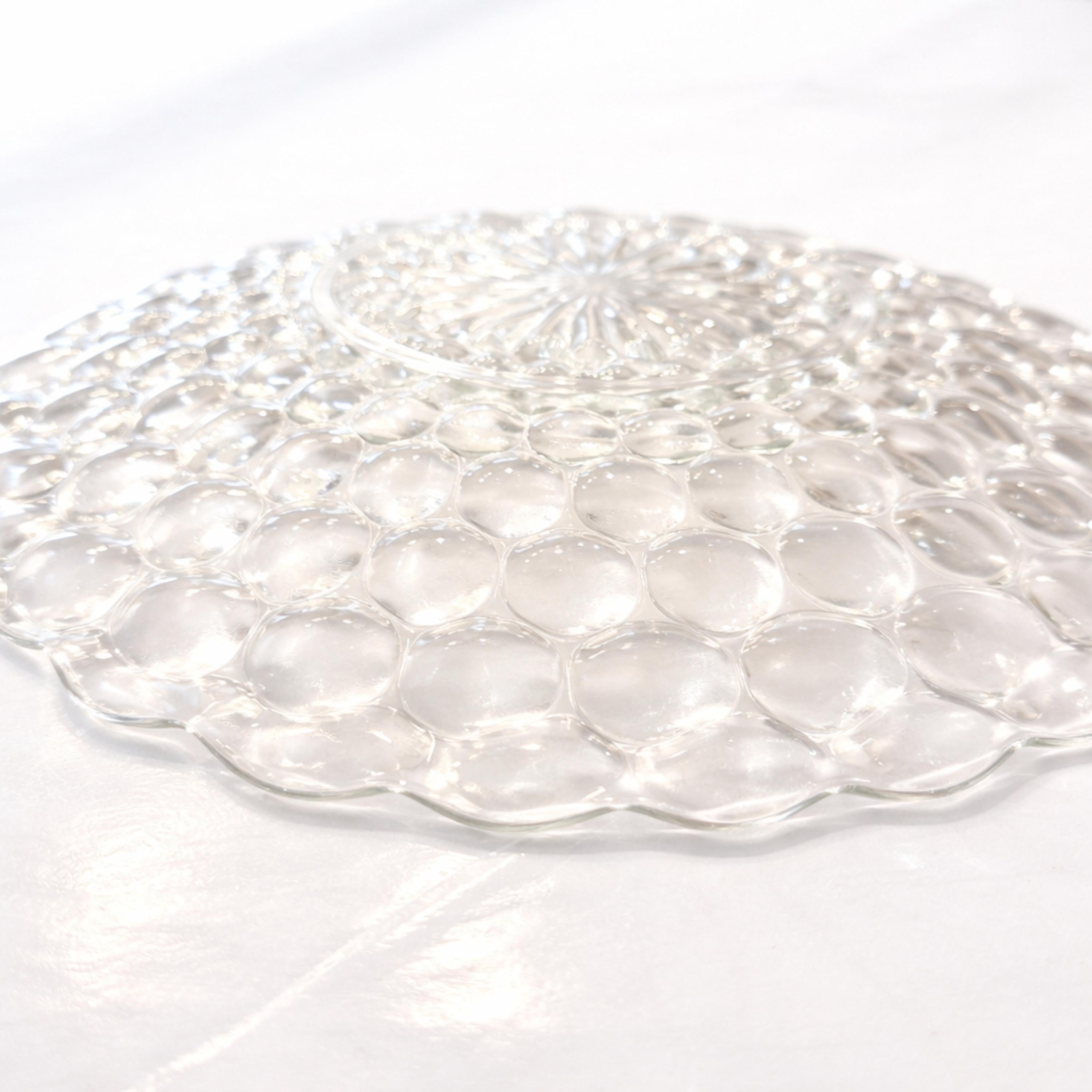 Vintage Hobnail Glass Serving Plate Clear Bubble Pattern 10 Inch Platter
