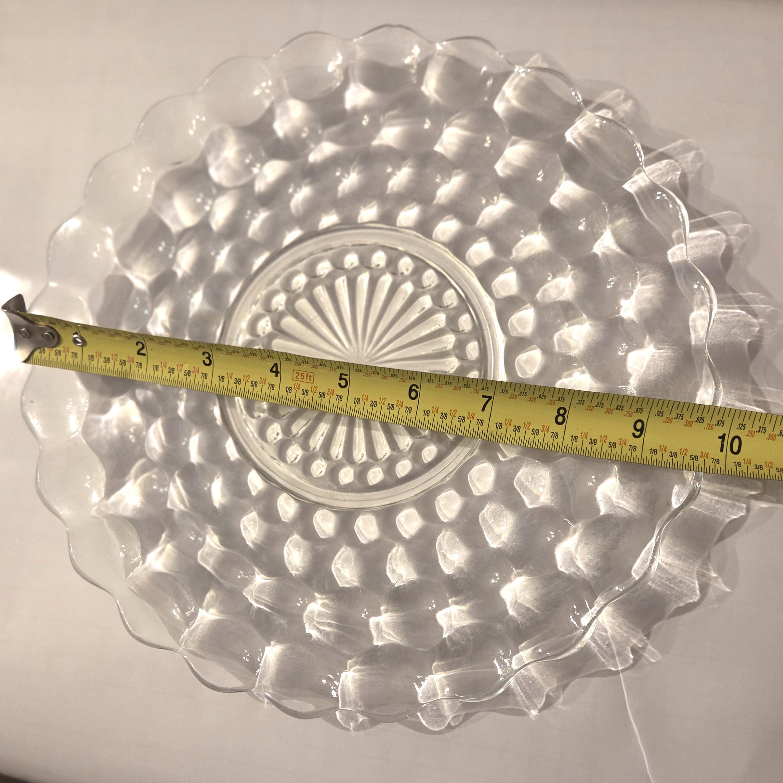Vintage Hobnail Glass Serving Plate Clear Bubble Pattern 10 Inch Platter