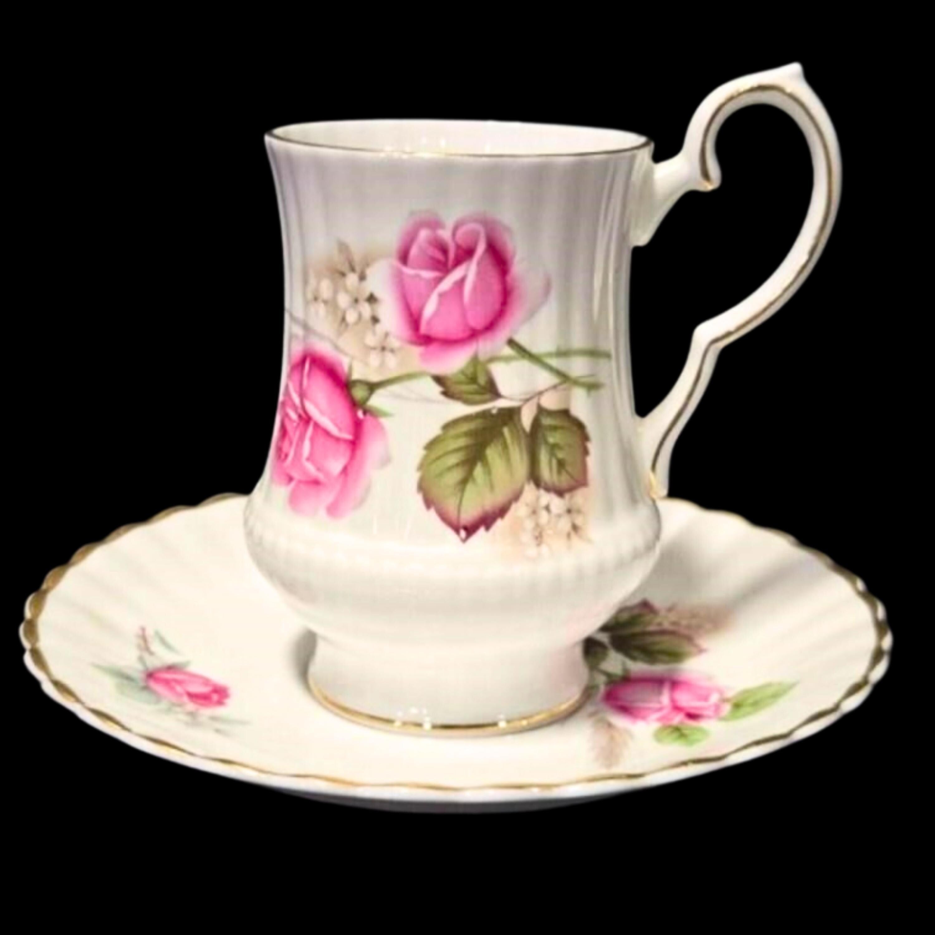 Royal Imperial Teacup and Saucer Pink Rose Bone China England Vintage