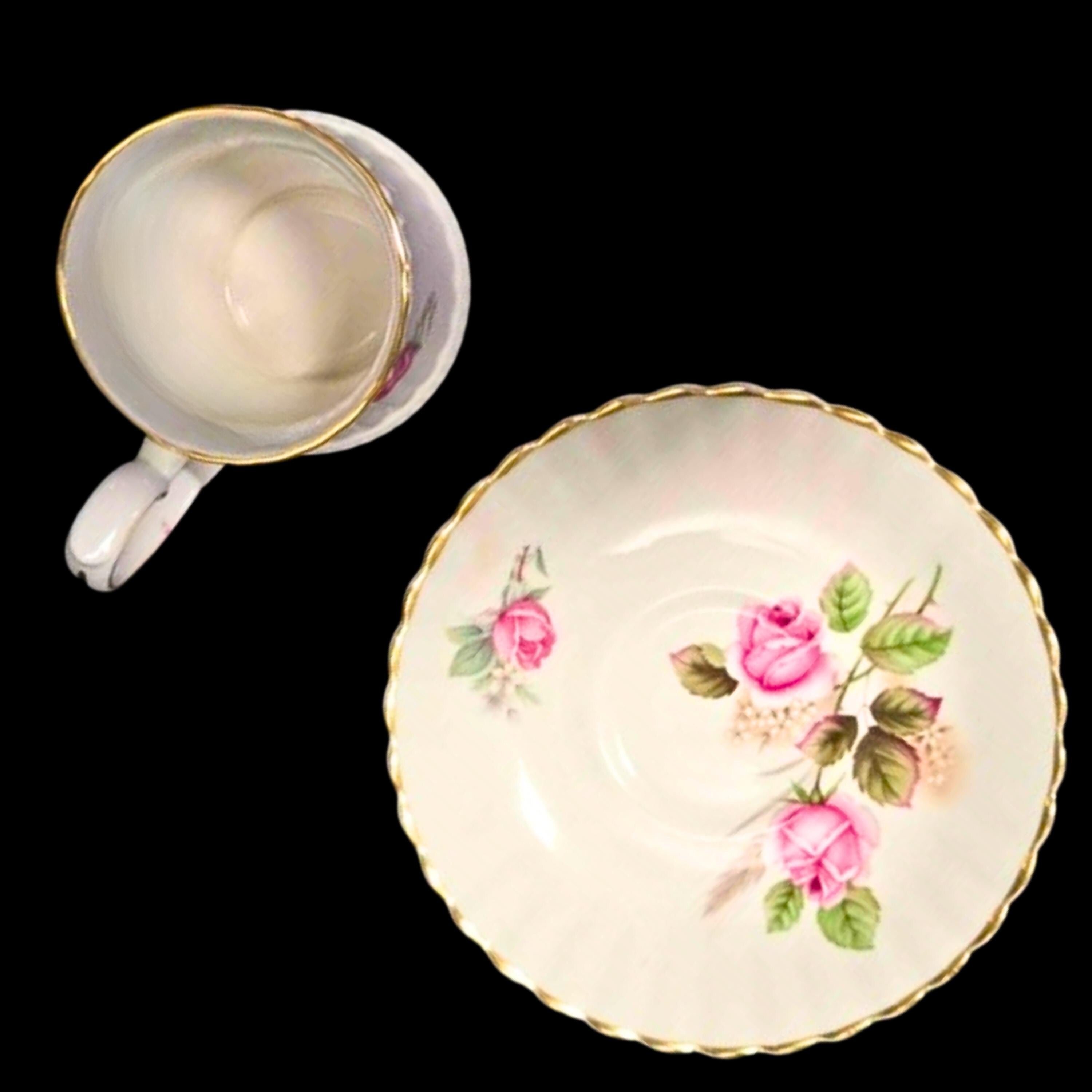 Royal Imperial Teacup and Saucer Pink Rose Bone China England Vintage