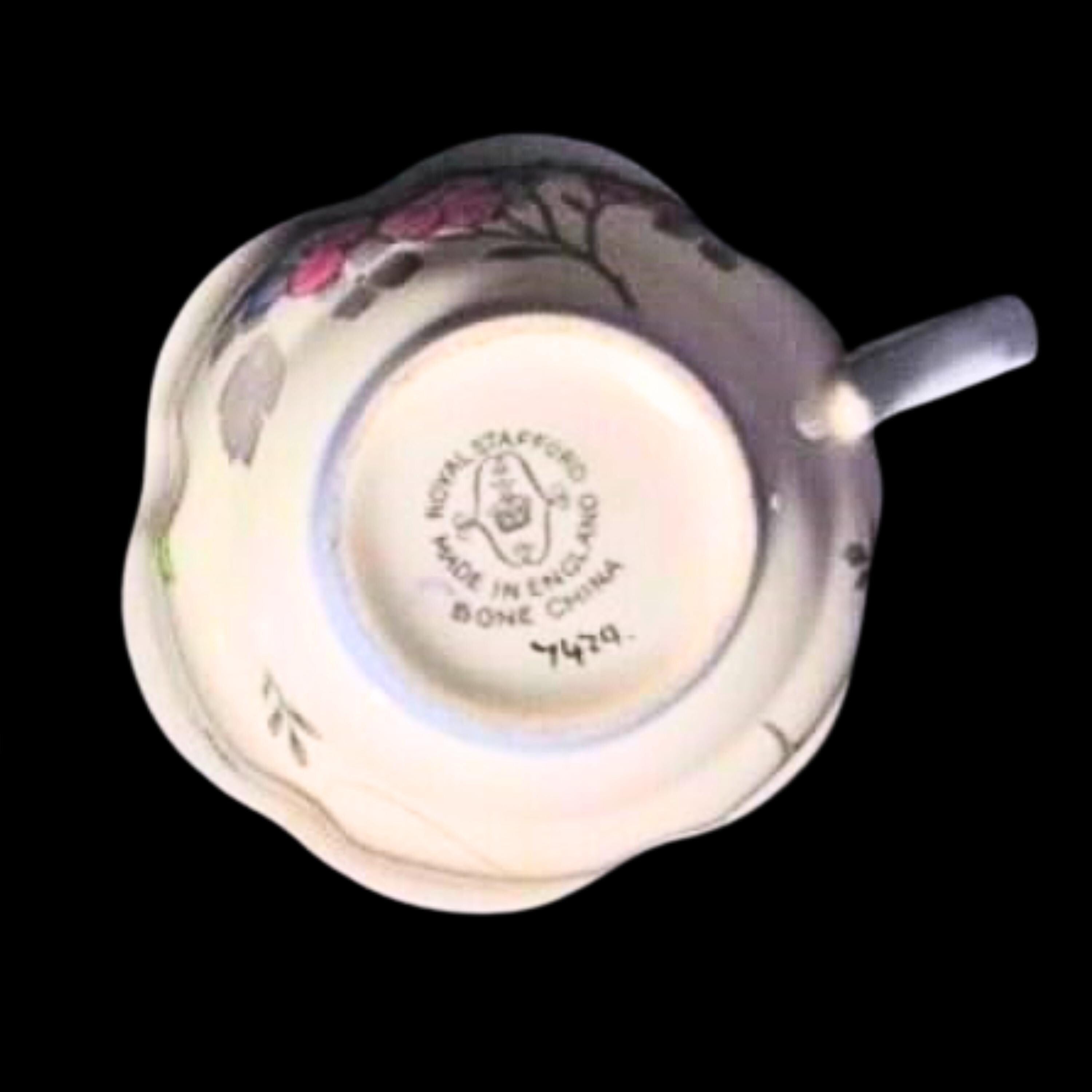 Royal Stafford Teacup and Saucer Bone China England Pink Blue Floral