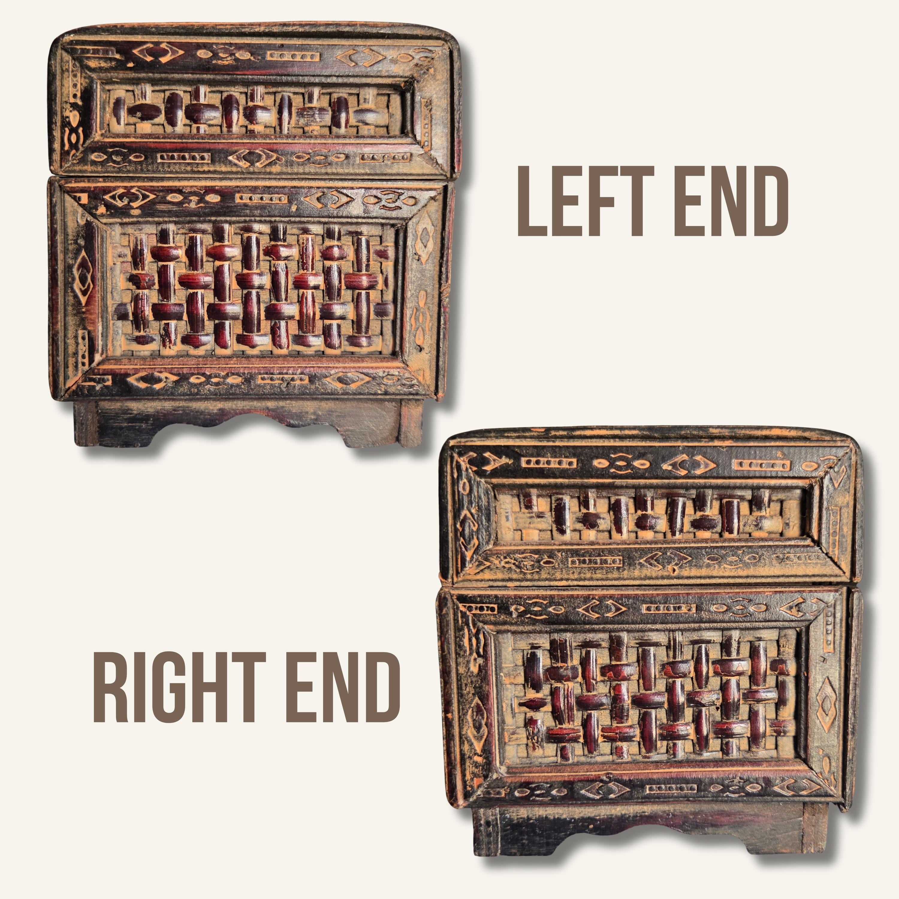 Boho Carved Wooden Keepsake Box: Rustic Trinket Storage, Small Decorative Jewelry Chest