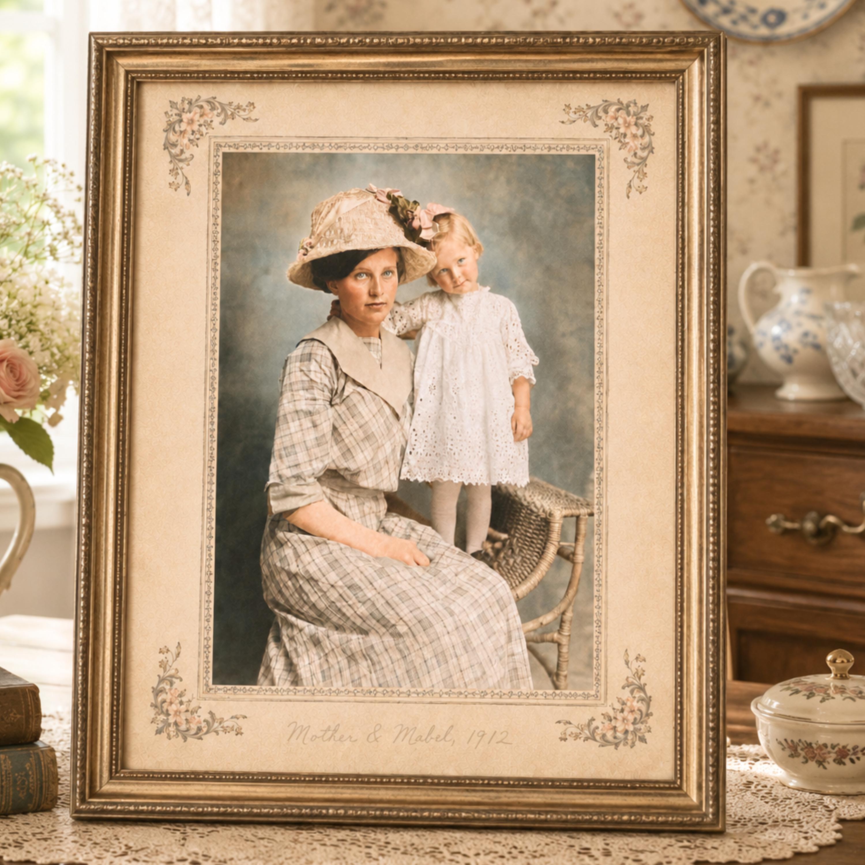 Vintage Home Decor Wall Art Prints - 1912 Mother & Child Family Photo