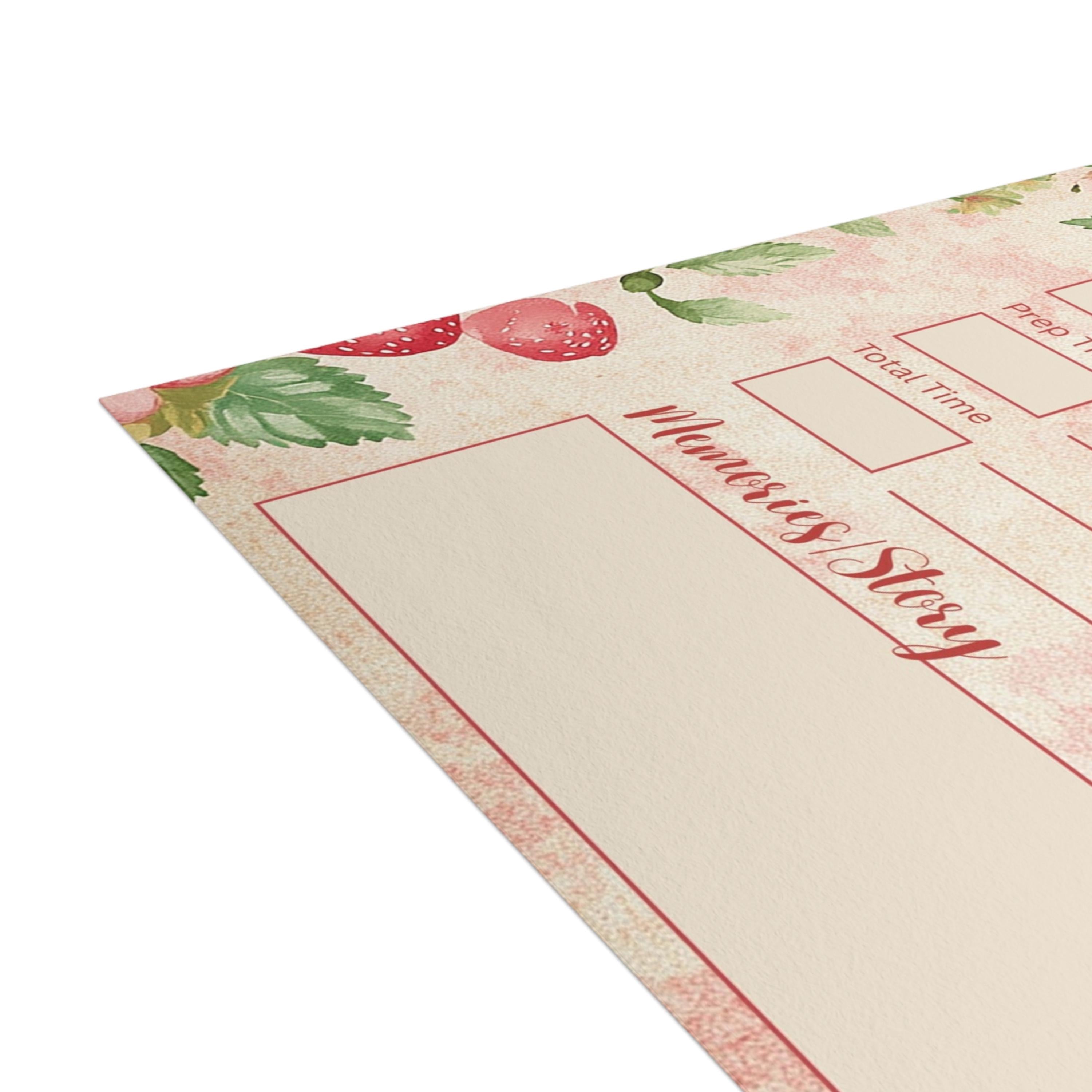 Strawberry Lane Recipe Cards: Printed Double Sided, Heirloom Baking Stationery Set, Botanical Print