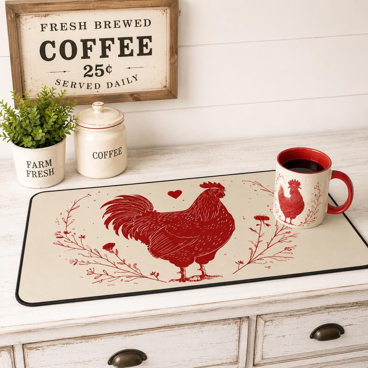 Farmhouse Rooster Coffee Mug for Cozy Cottagecore Kitchen and Country Home Decor