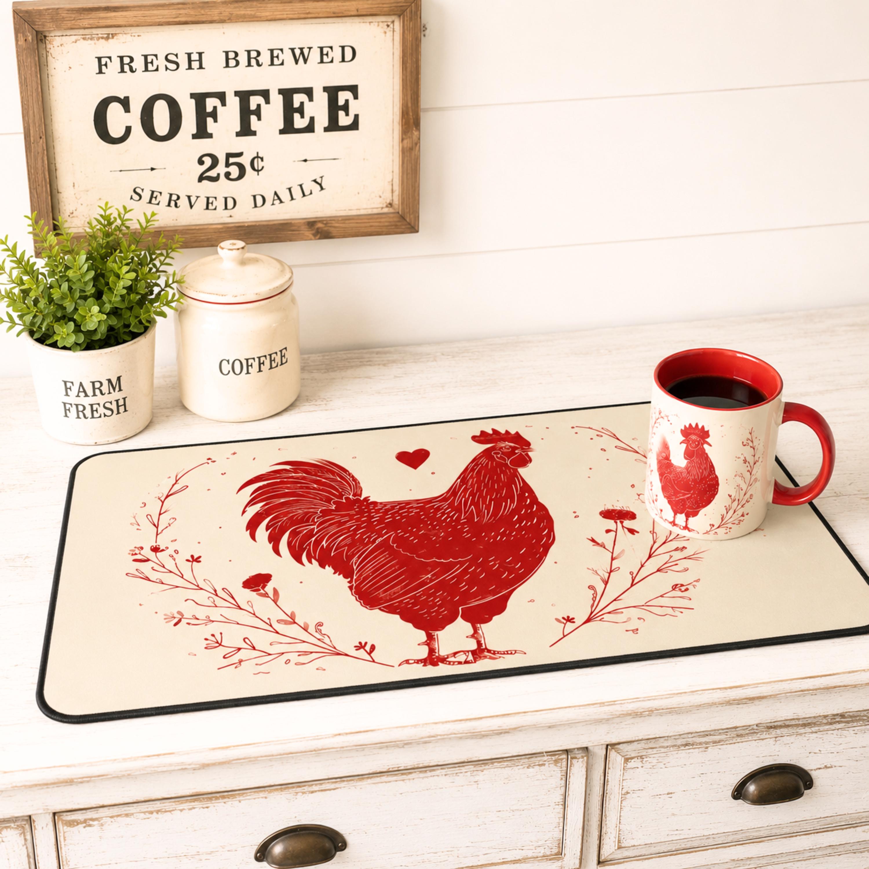 Farmhouse Rooster Desk Mat for Cozy Cottagecore Home Office Decor