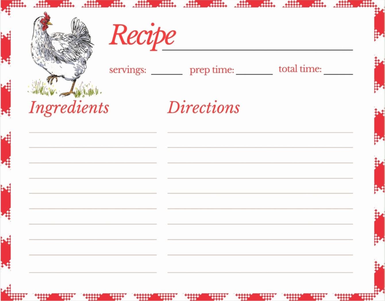 Recipe Cards Vintage Farmhouse Chicken Design Rustic Kitchen Gift Bridal Shower Housewarming