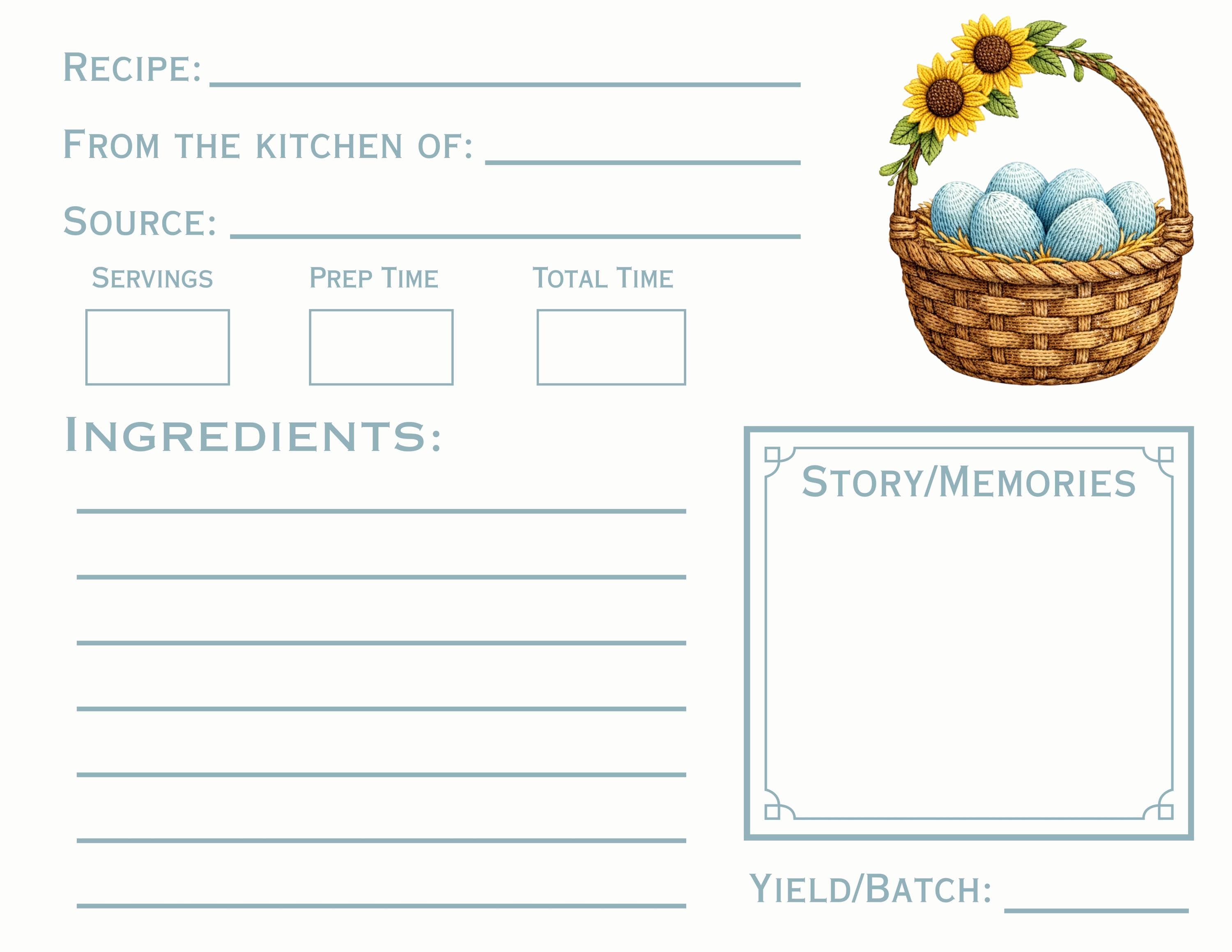 Gathering Eggs Recipe Cards: Printed Double Sided, Homestead Kitchen Stationery Set, Farmhouse Decor