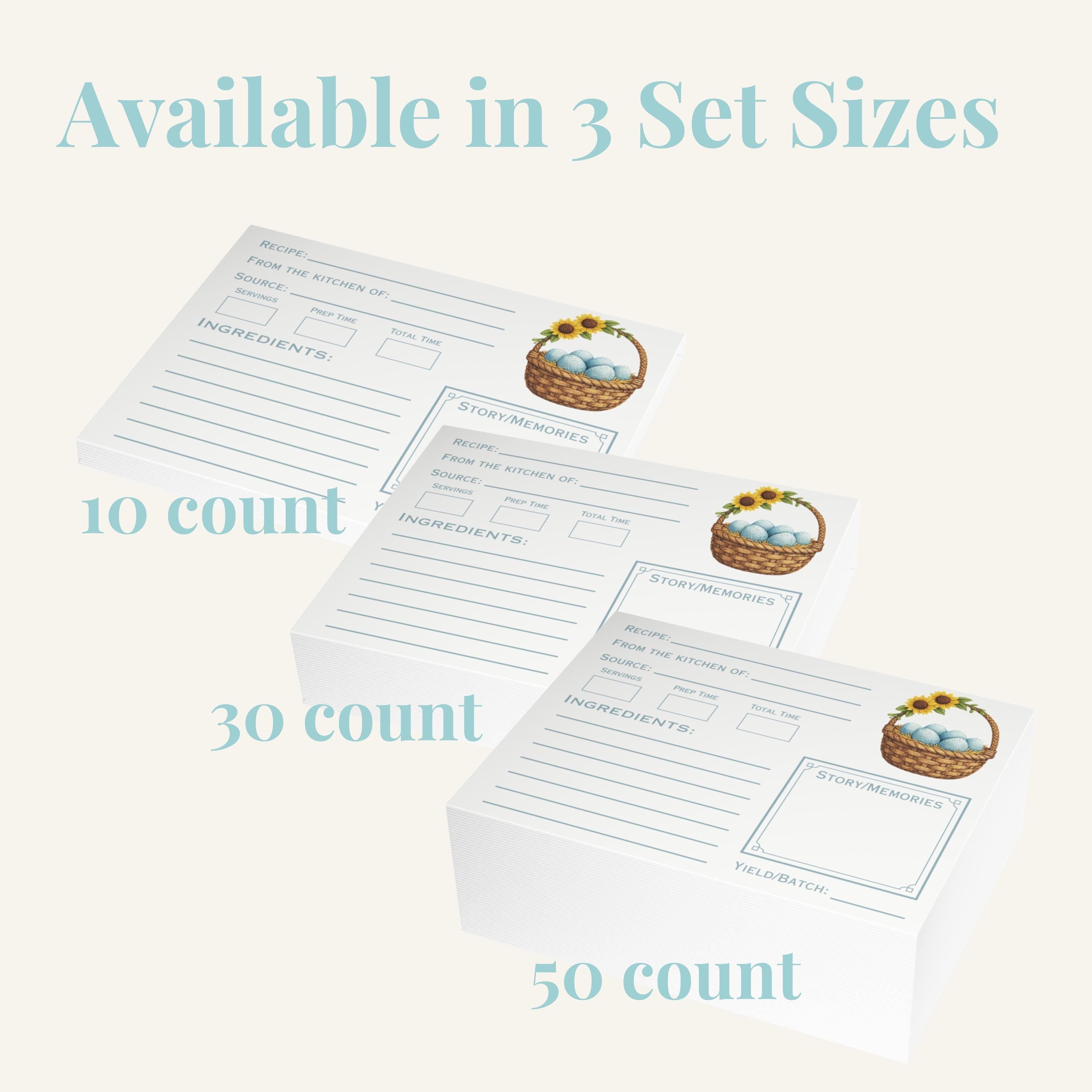 Gathering Eggs Recipe Cards: Printed Double Sided, Homestead Kitchen Stationery Set, Farmhouse Decor