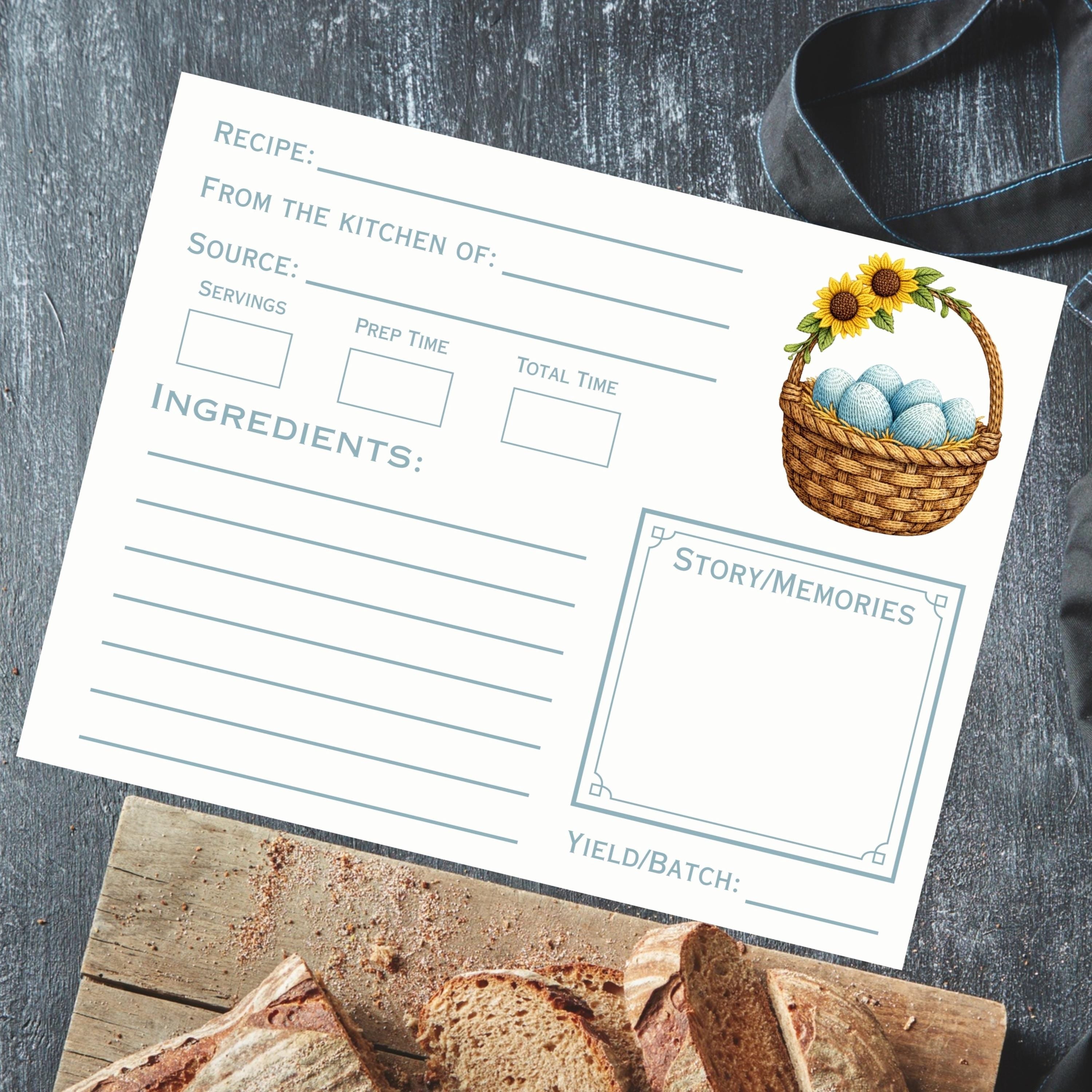 Gathering Eggs Recipe Cards: Printed Double Sided, Homestead Kitchen Stationery Set, Farmhouse Decor
