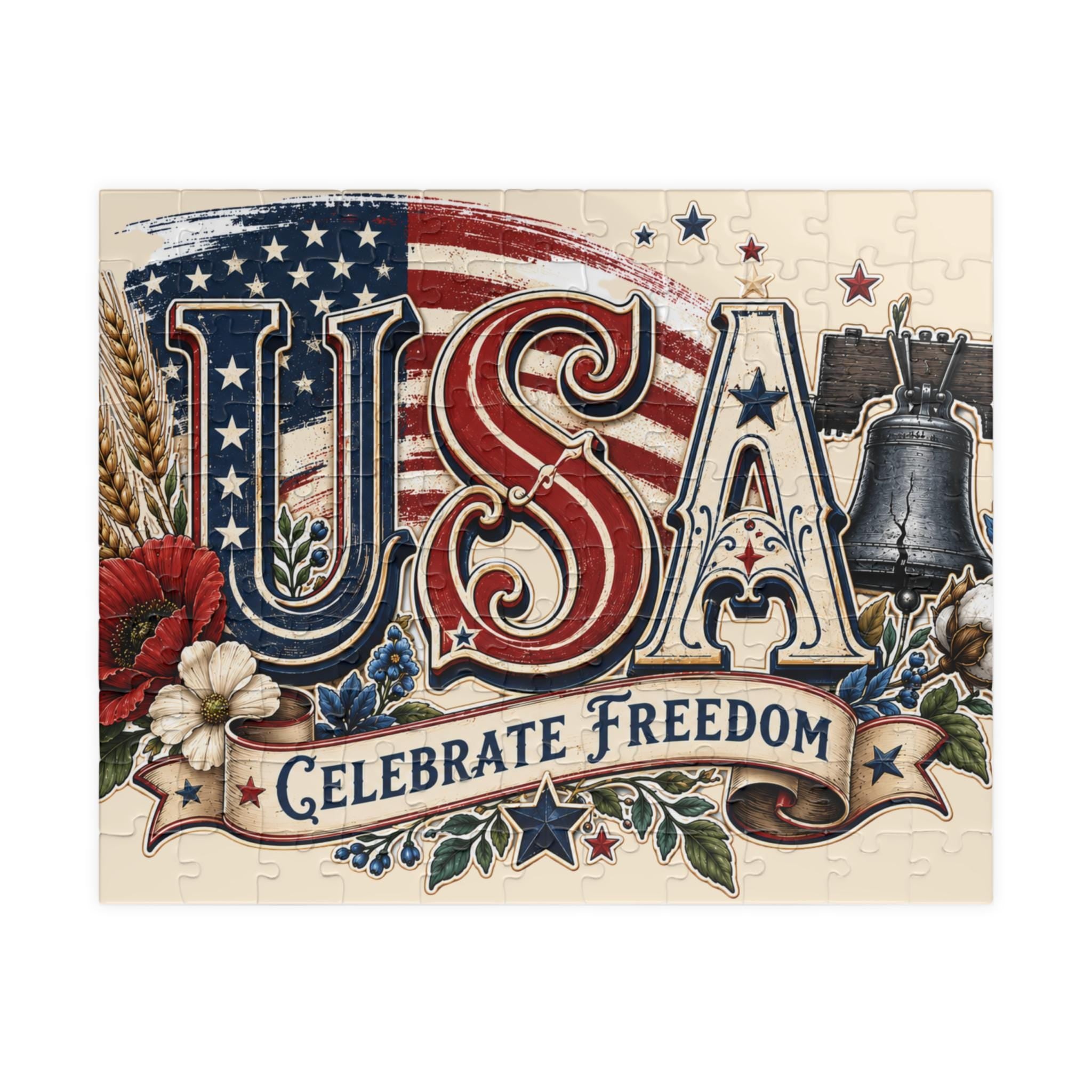 USA 250 Patriotic Puzzle, American Flag Jigsaw, Fourth of July Gift, Americana Decor