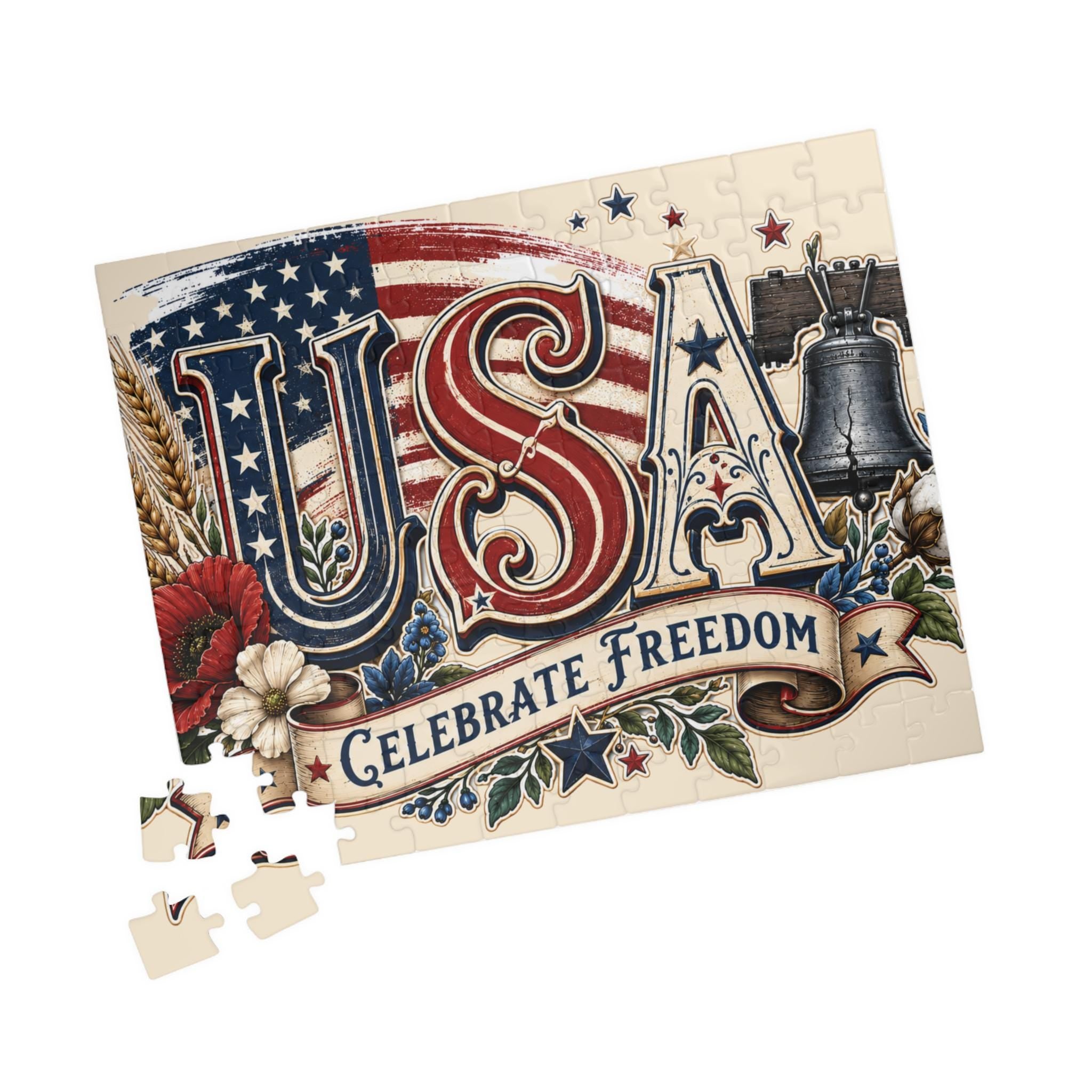 USA 250 Patriotic Puzzle, American Flag Jigsaw, Fourth of July Gift, Americana Decor