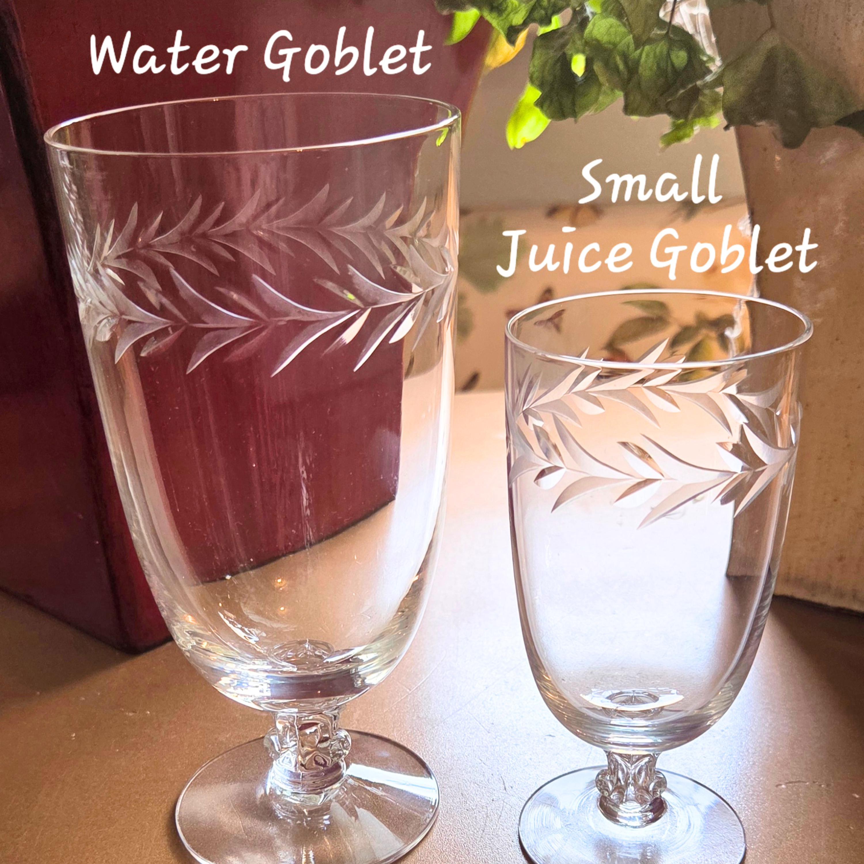 Fostoria Holly Vintage Crystal Small Juice Glasses Set of 4 Etched Clear Goblets 5oz