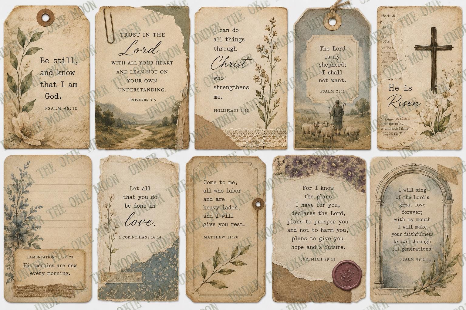 Christian Junk Journal Kit Prayer Cards Bible Journaling Scripture Verse Ephemera Printables Digital Download