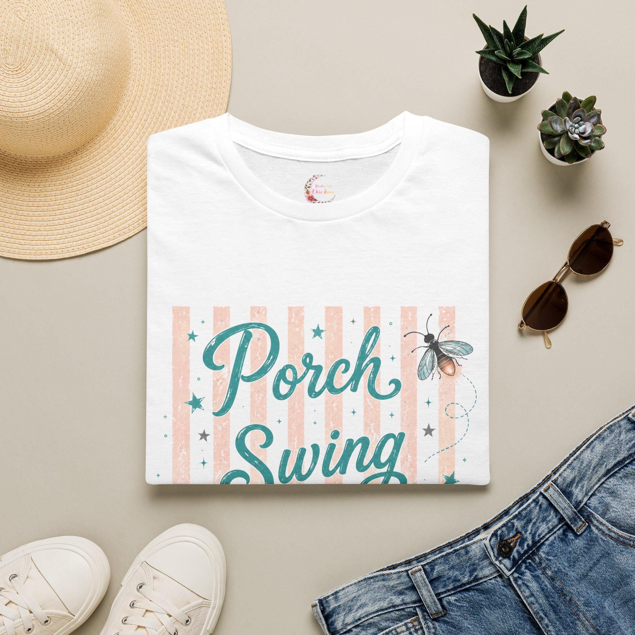 Summer Graphic Tee, Southern Porch Swing Shirt, Gildan Firefly Cotton Gift Women