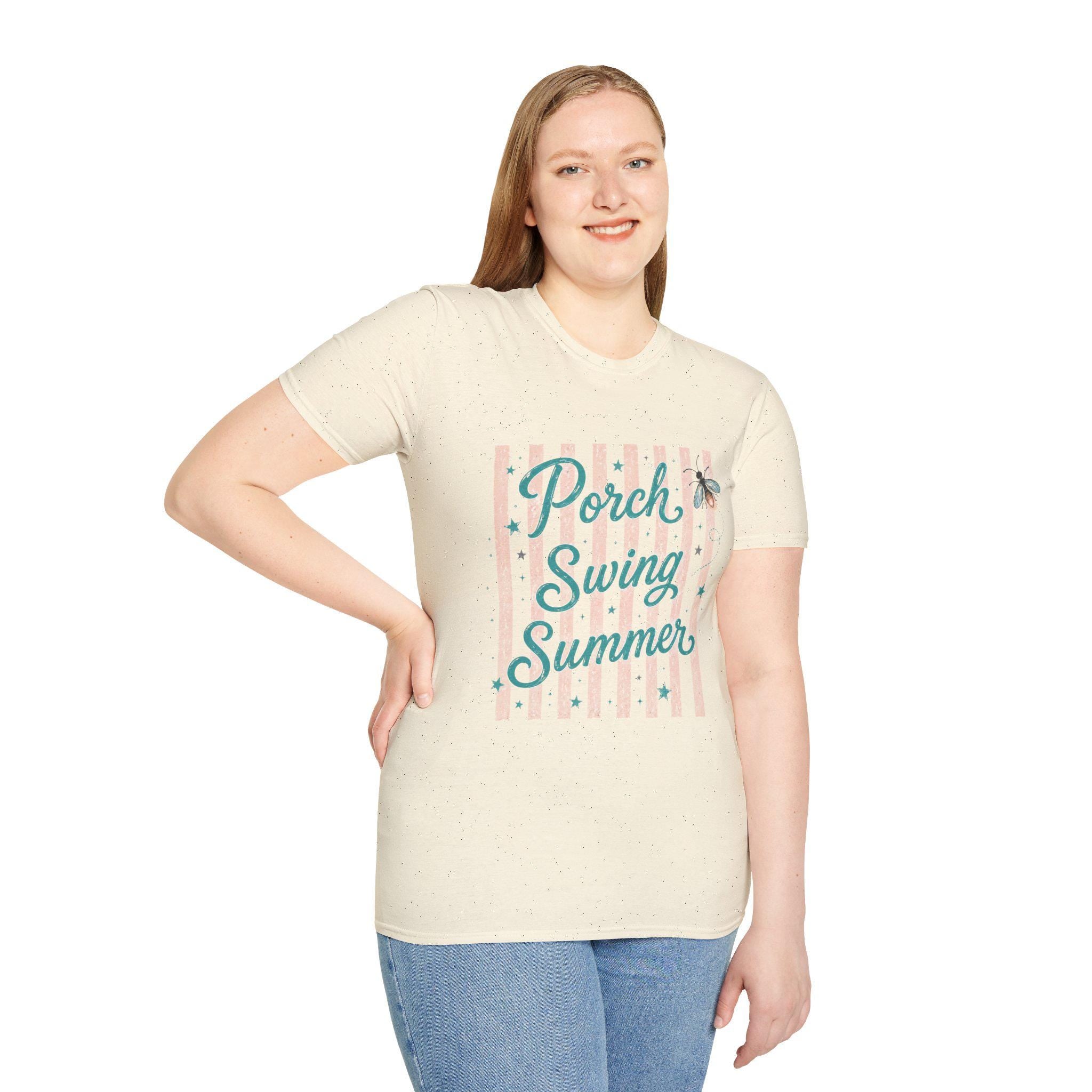 Summer Graphic Tee, Southern Porch Swing Shirt, Gildan Firefly Cotton Gift Women