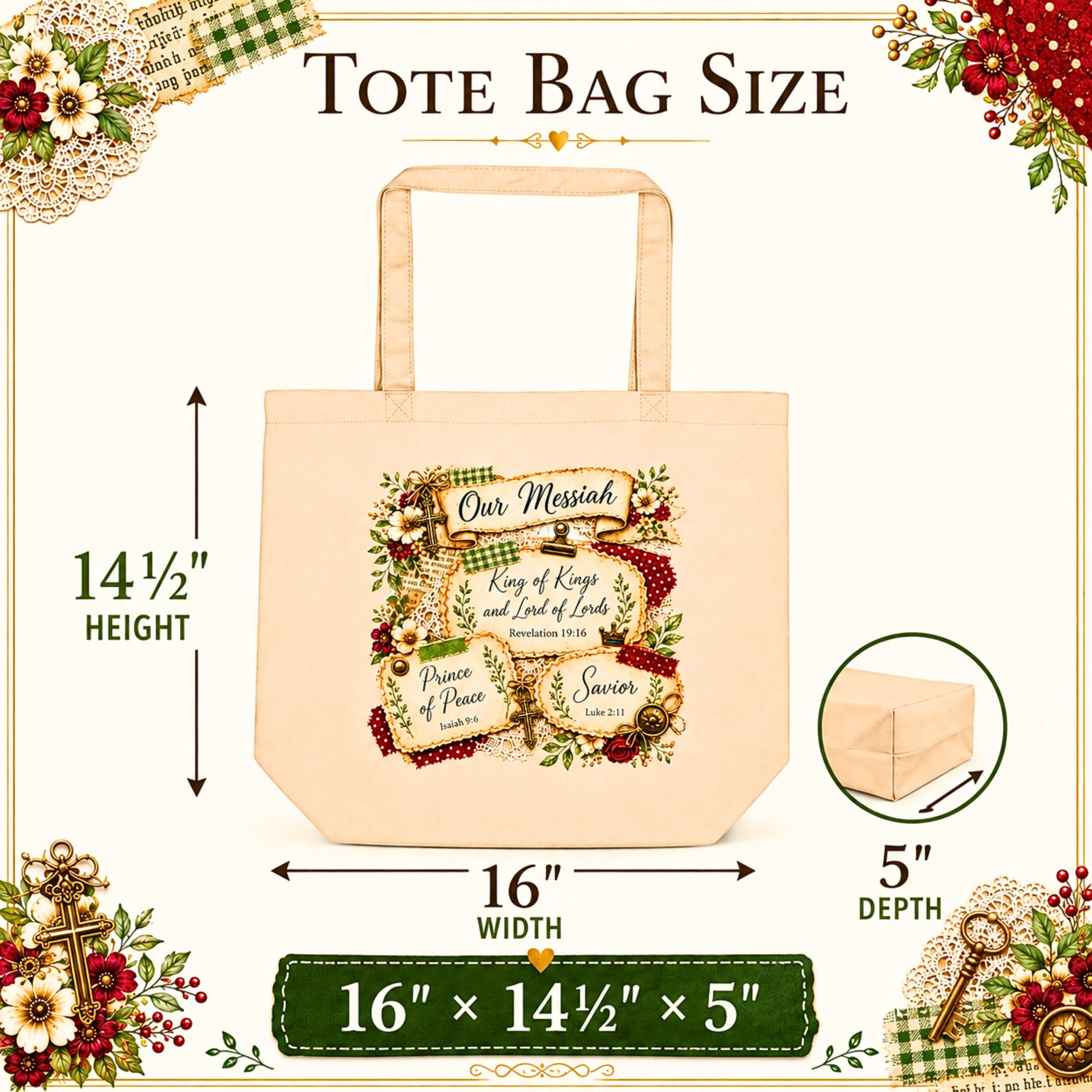 Names of Jesus Tote Bag Christian Bible Study Church Gift for Women Organic Canvas