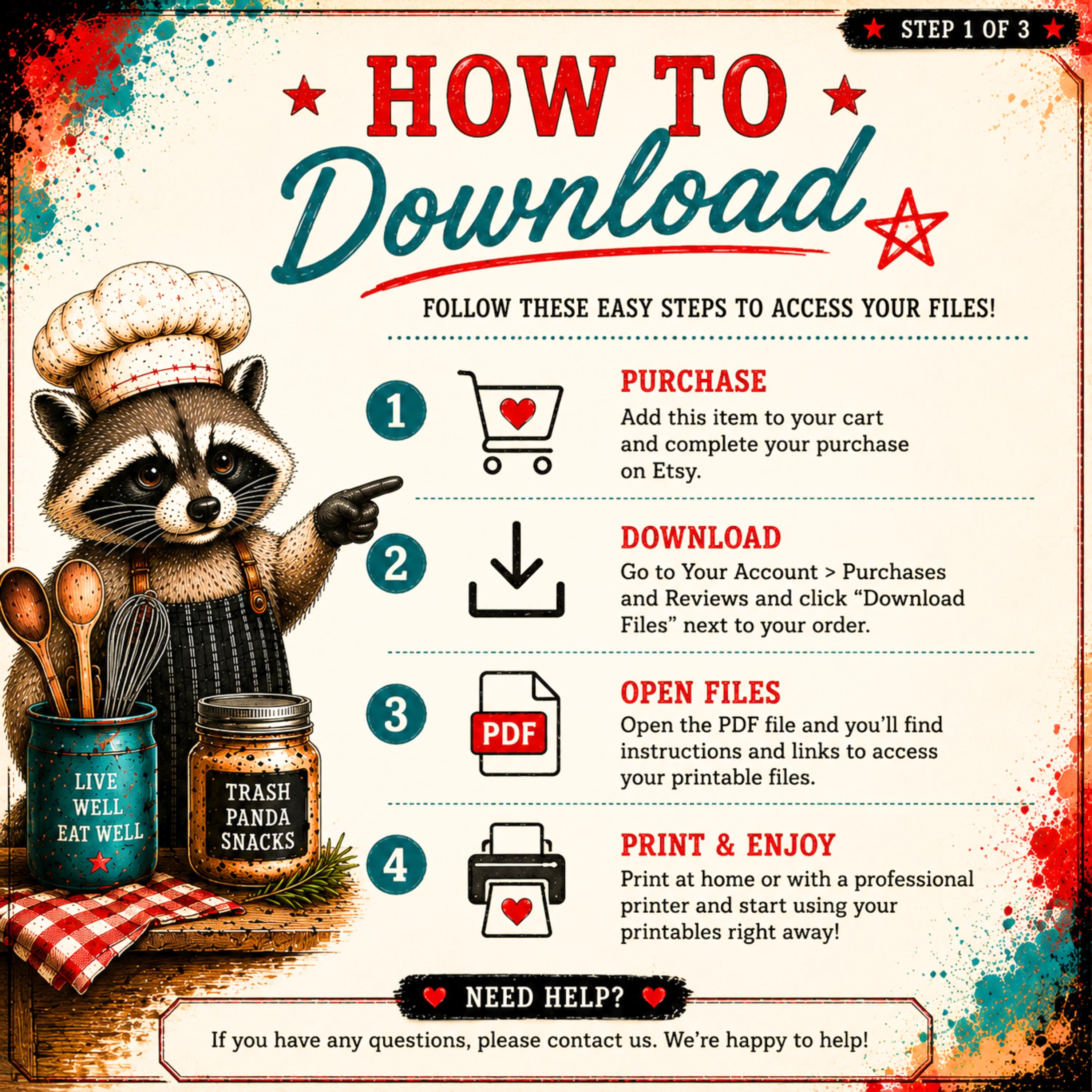 Trash Panda Recipe Cards Printable for Raccoon Kitchen Binder, 3x5 & 4x6 Digital Download