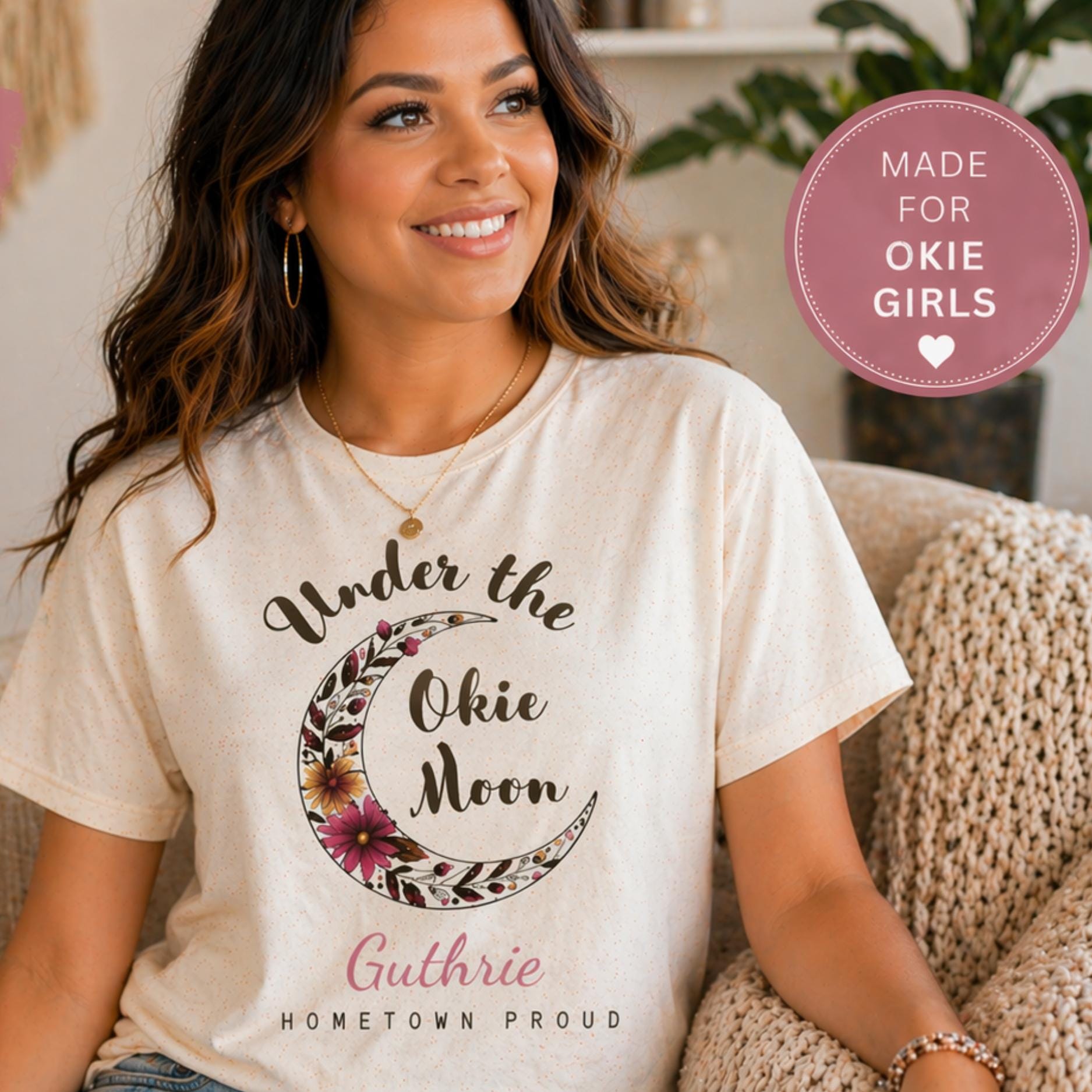Oklahoma Personalized Tee, Custom Hometown Shirt, Okie Moon Graphic, Hometown Proud Gift