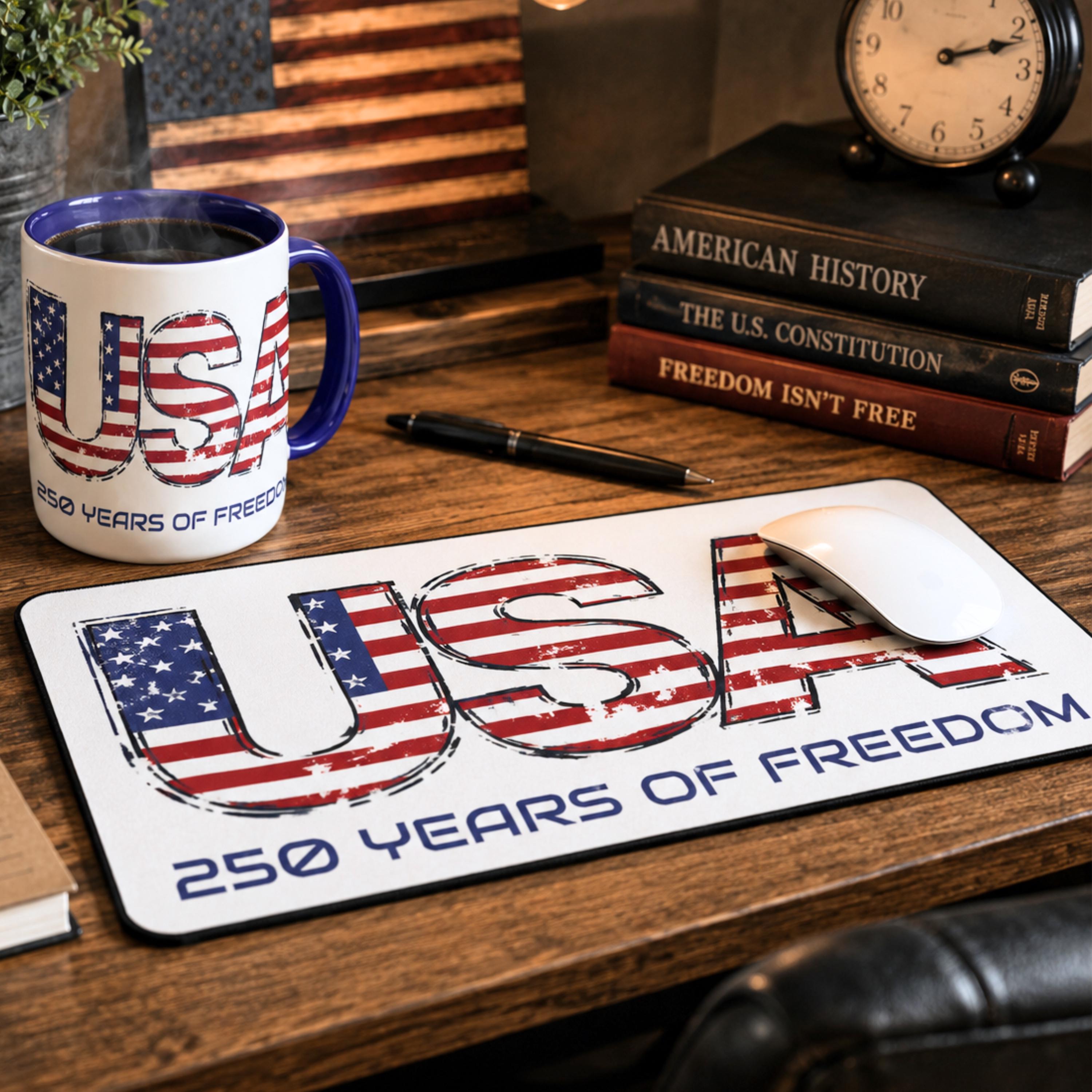 USA 250 Patriotic Desk Mat, Semisesquicentennial Decor, 250th Anniversary, Independence Day Gift