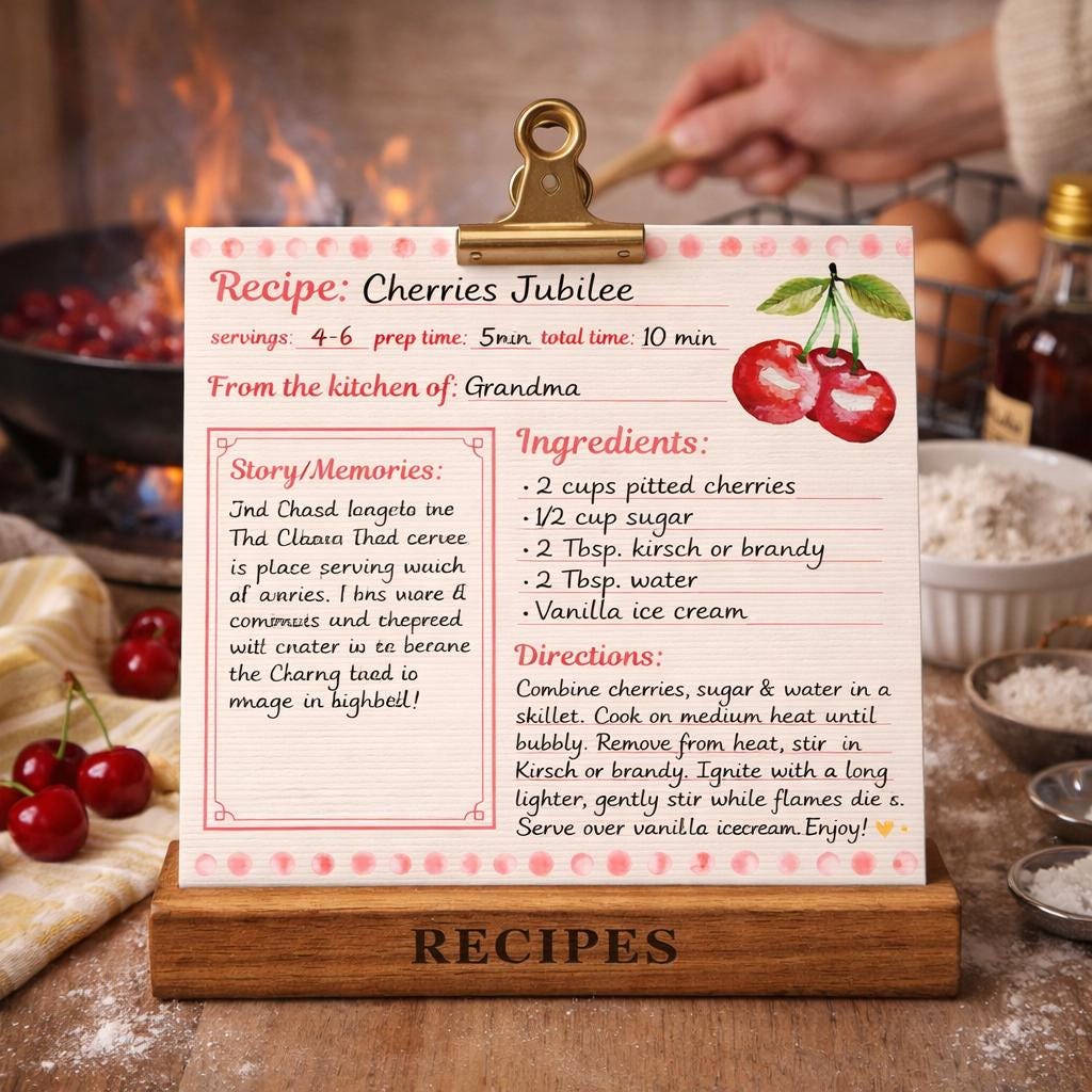 Cherry Recipe Cards Vintage Farmhouse Blank Double Sided Cottagecore Kitchen Set