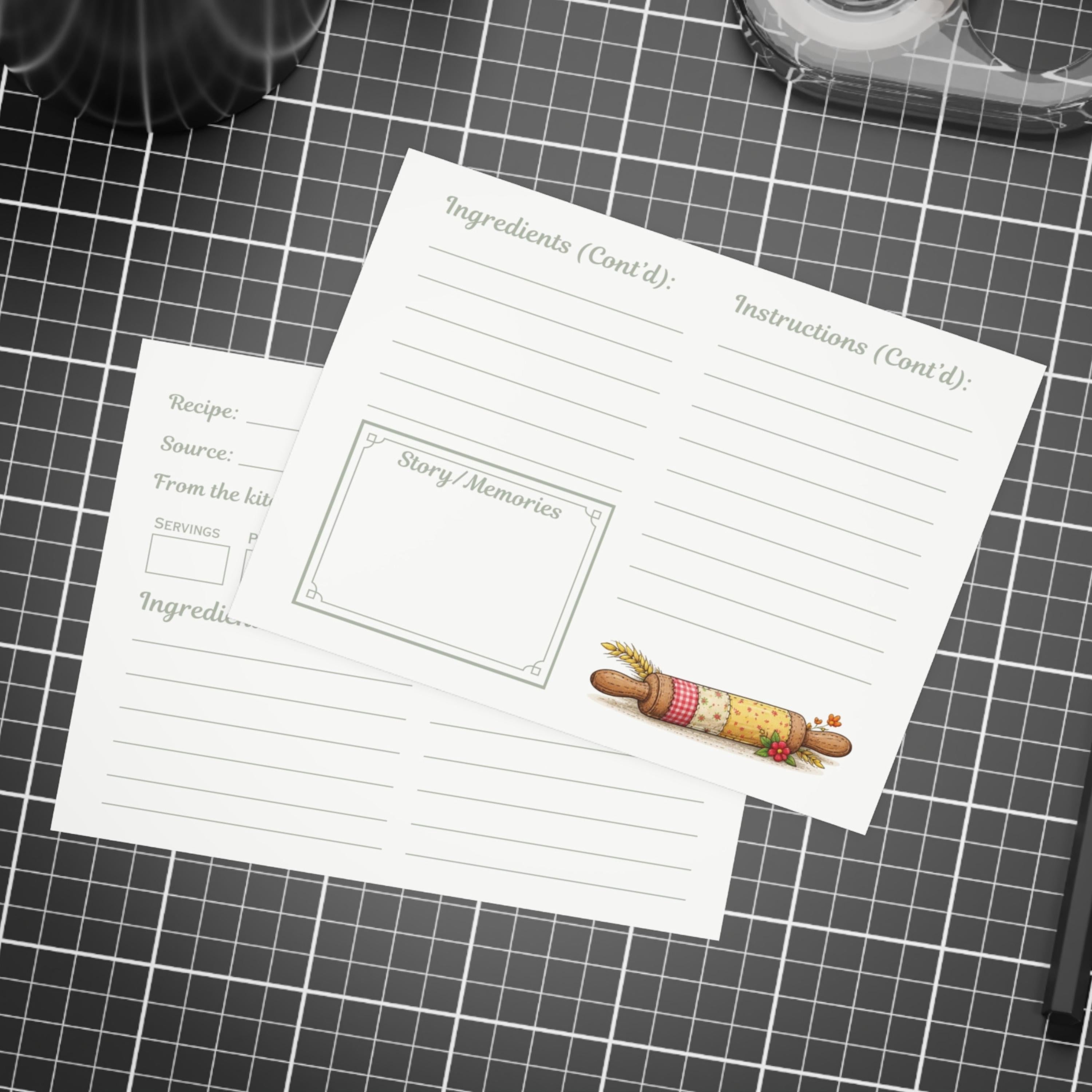 Patchwork Bowl Recipe Cards: Printed Double Sided, Homestead Kitchen Stationery Set, Farmhouse Decor
