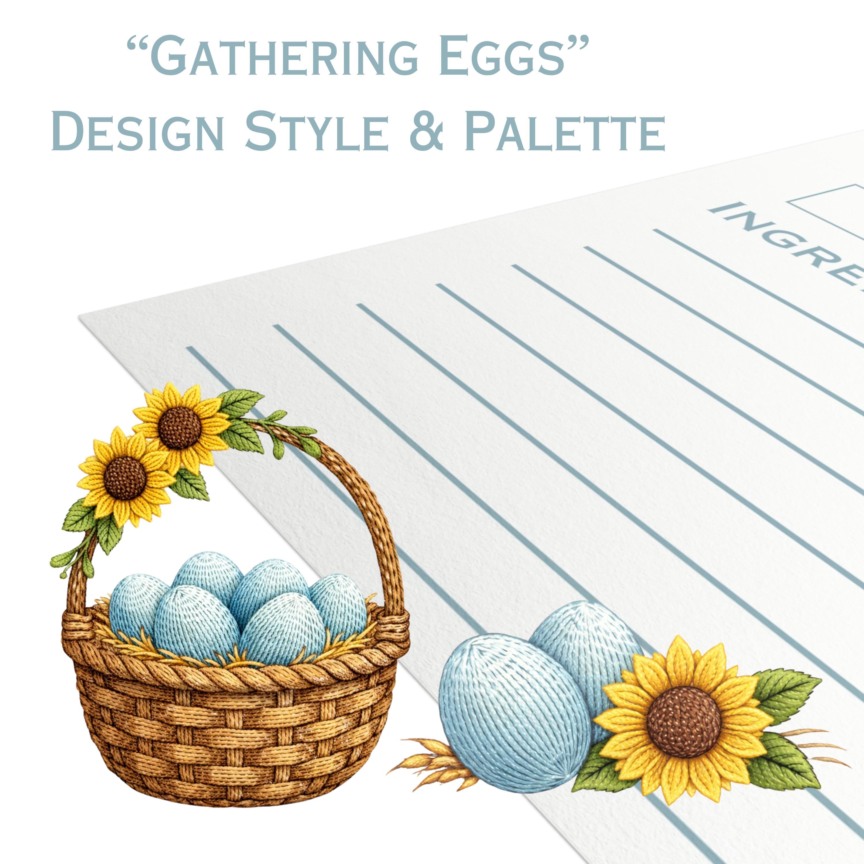 Gathering Eggs Recipe Cards: Printed Double Sided, Homestead Kitchen Stationery Set, Farmhouse Decor