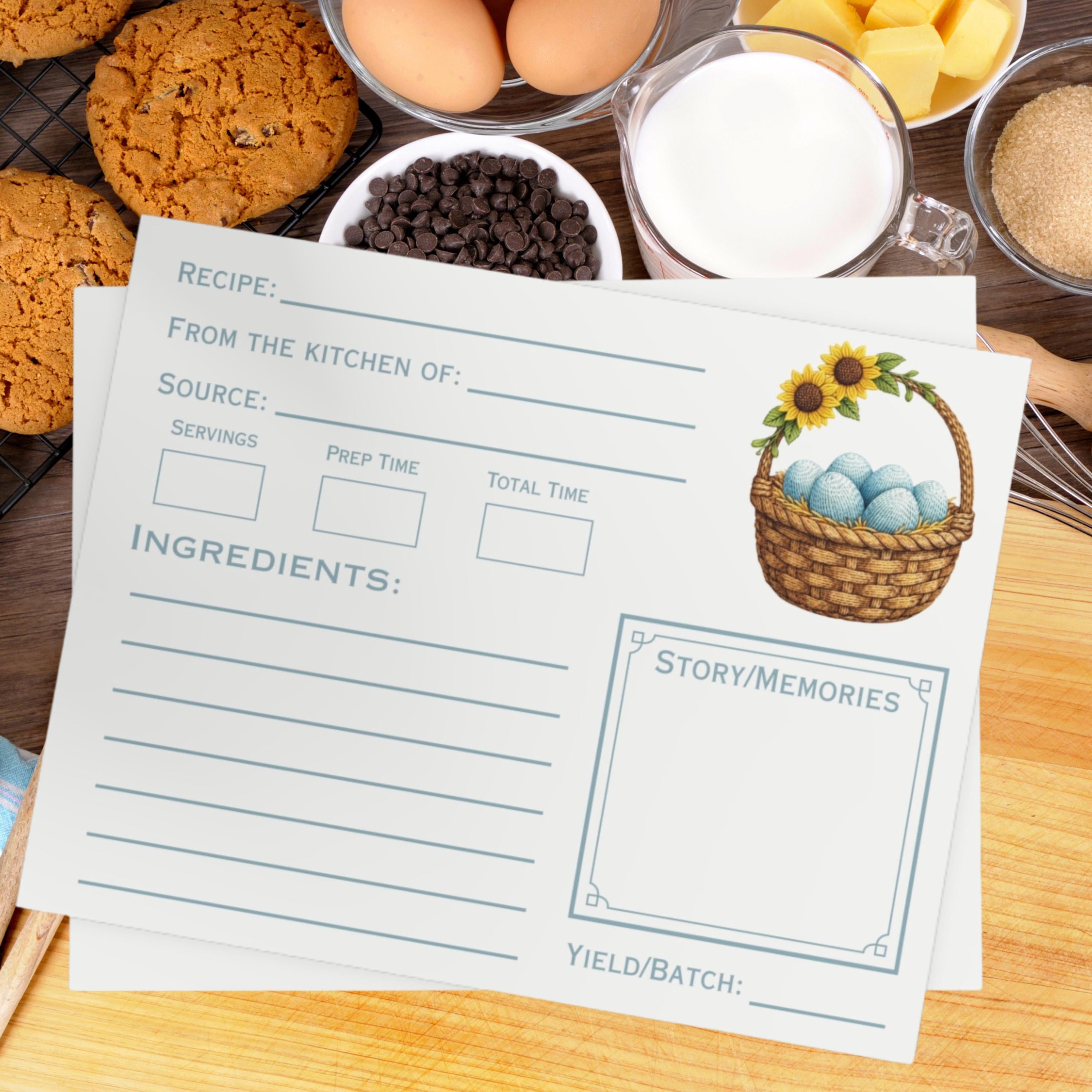 Gathering Eggs Recipe Cards: Printed Double Sided, Homestead Kitchen Stationery Set, Farmhouse Decor