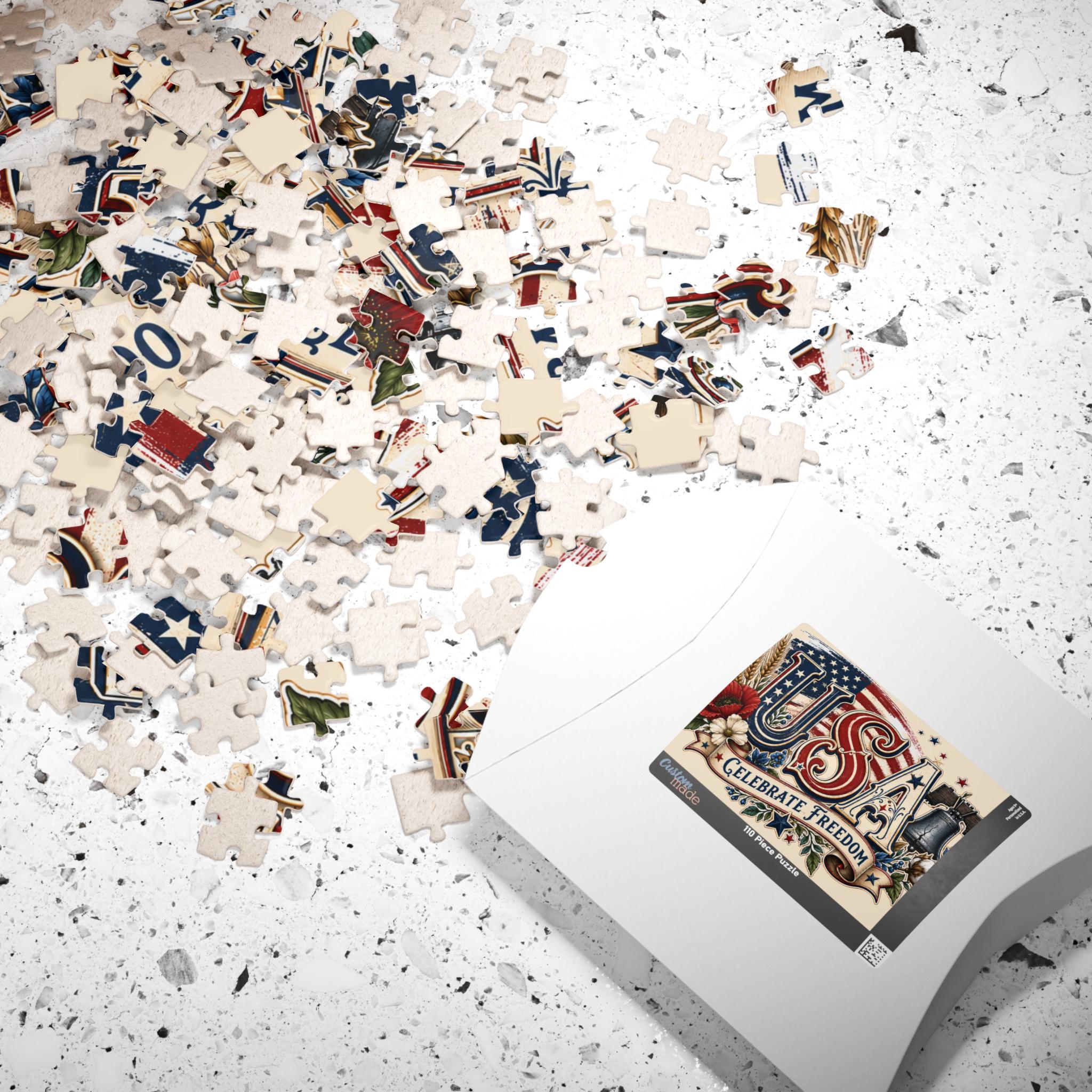 USA 250 Patriotic Puzzle, American Flag Jigsaw, Fourth of July Gift, Americana Decor
