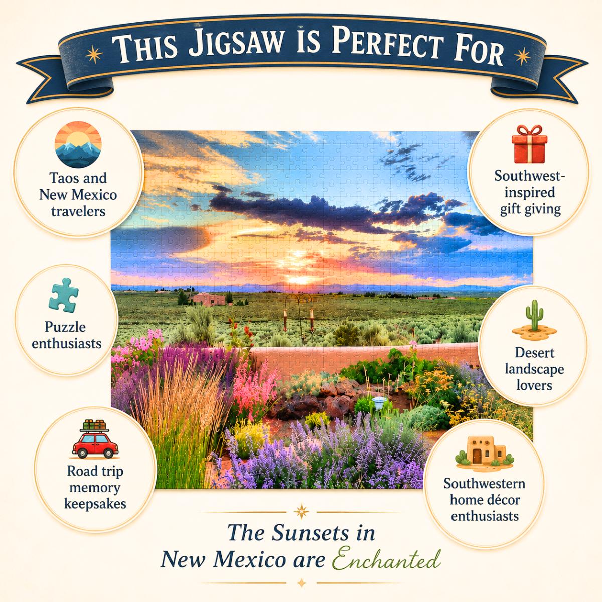 Taos New Mexico Puzzle, Land of Enchantment Jigsaw, Southwest Sunset Gift
