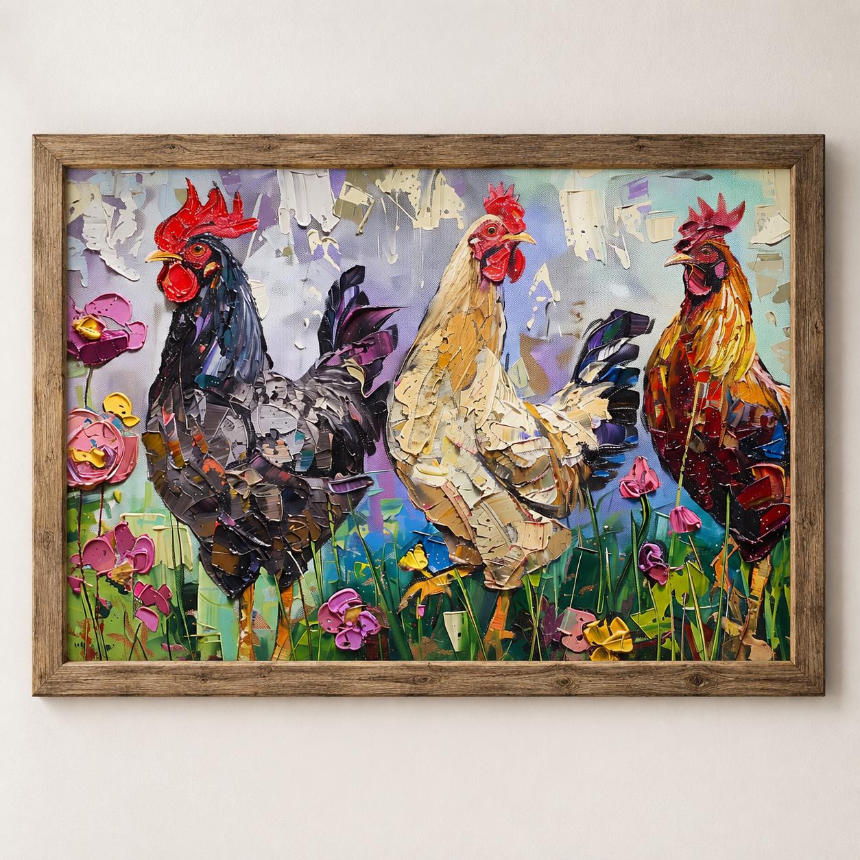 Painterly Rooster Art Poster, Farmhouse Rooster Print, Archival Matte Wall Art