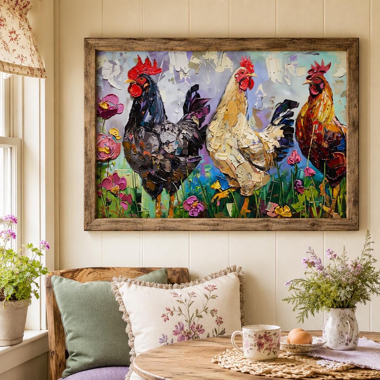 Painterly Rooster Art Poster, Farmhouse Rooster Print, Archival Matte Wall Art