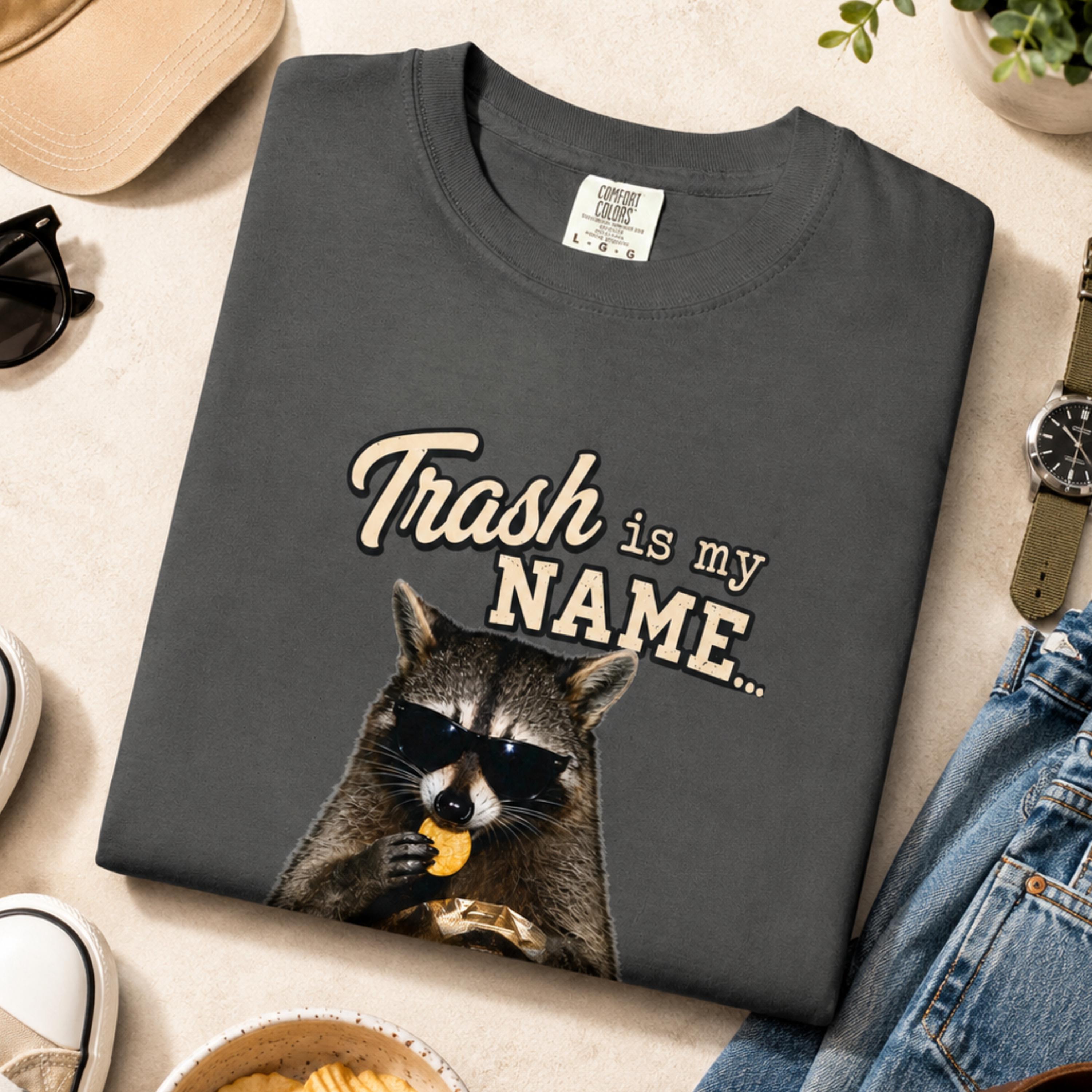 Raccoon Trash Panda Tee: Funny Animal Graphic Shirt, Comfort Colors Unisex Apparel, Meme T-Shirt, Snack Lover Gifts for Him Her Friends