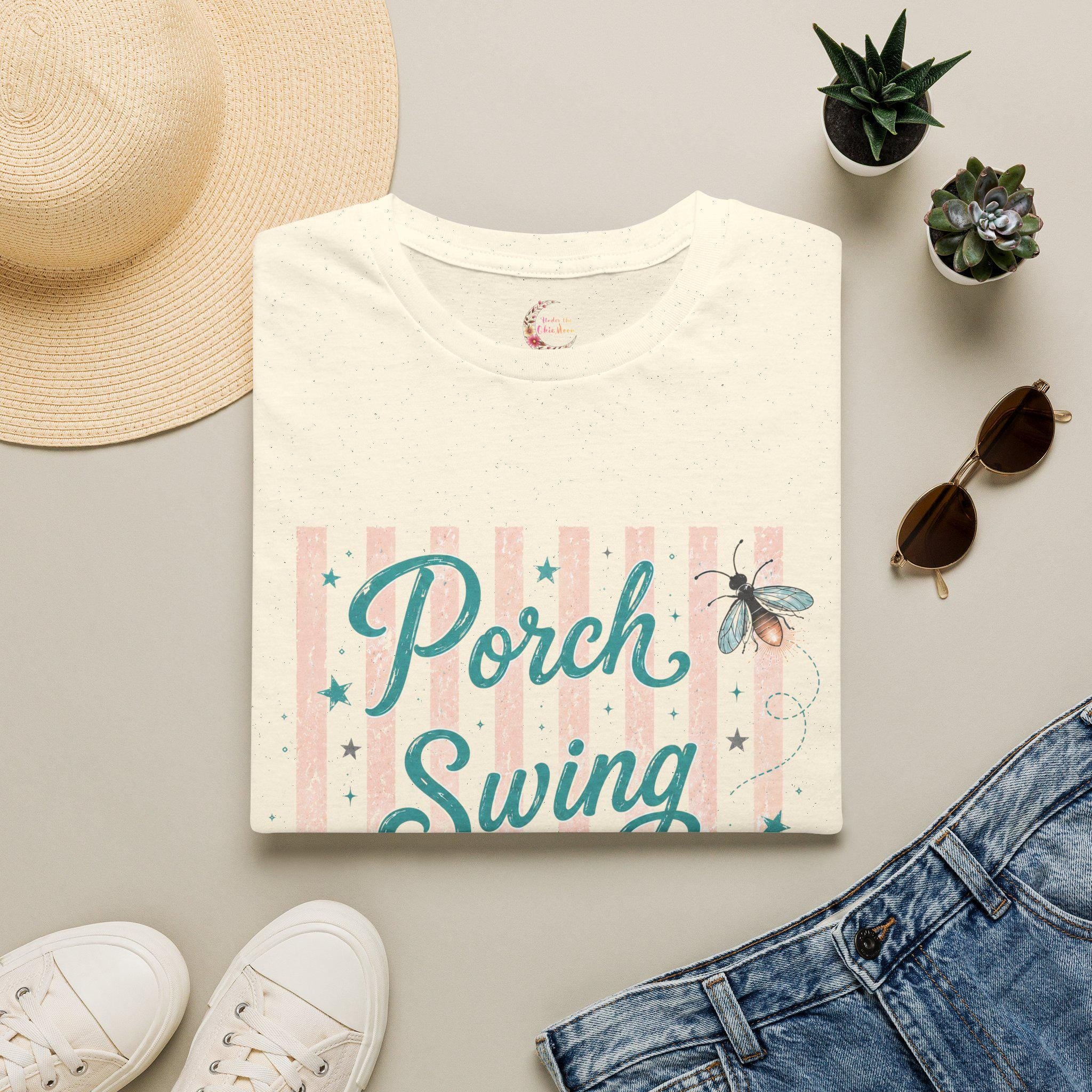 Summer Graphic Tee, Southern Porch Swing Shirt, Gildan Firefly Cotton Gift Women