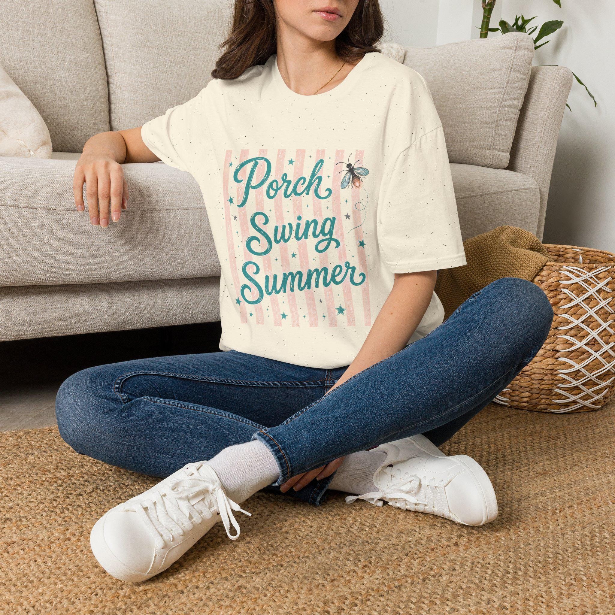 Summer Graphic Tee, Southern Porch Swing Shirt, Gildan Firefly Cotton Gift Women