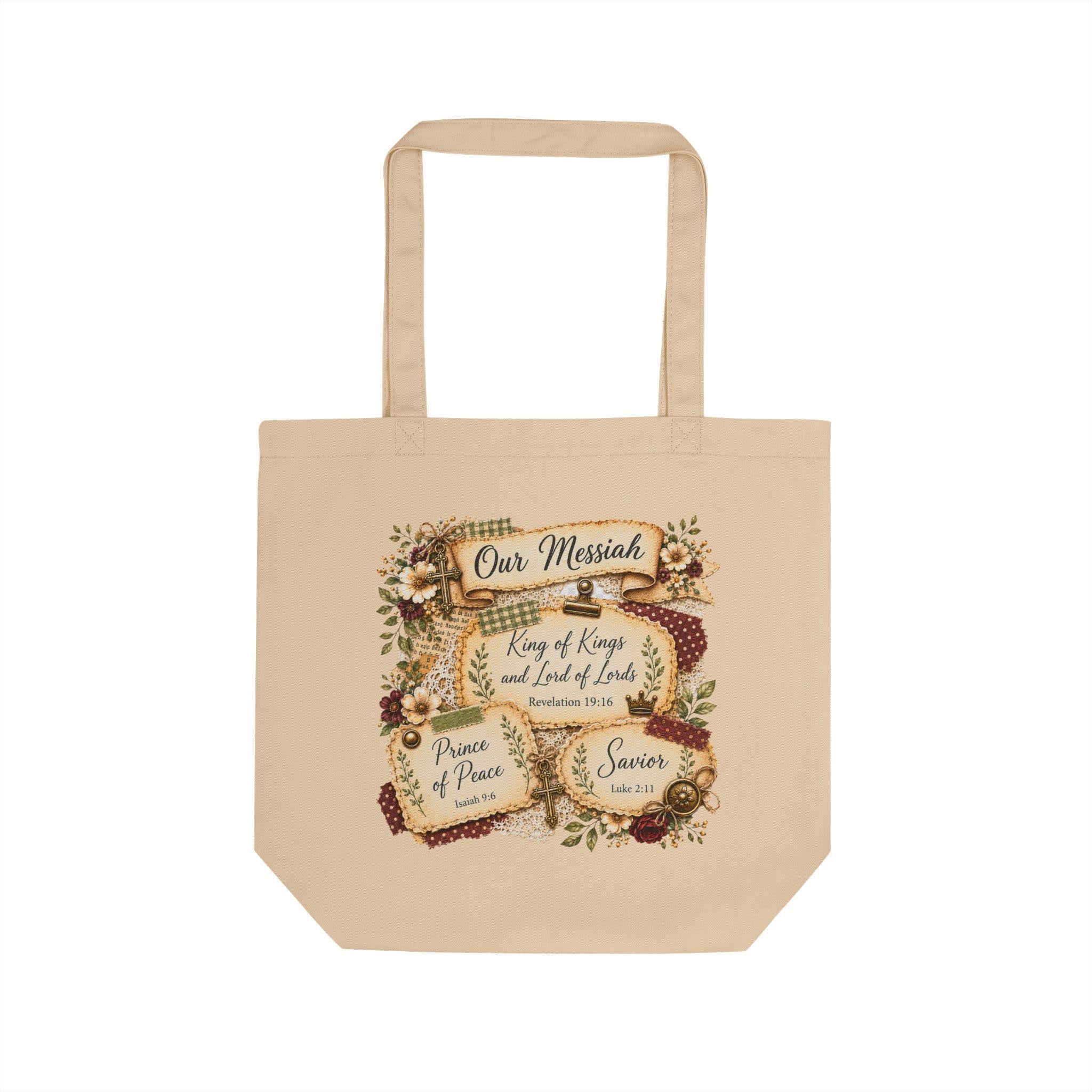Names of Jesus Tote Bag Christian Bible Study Church Gift for Women Organic Canvas