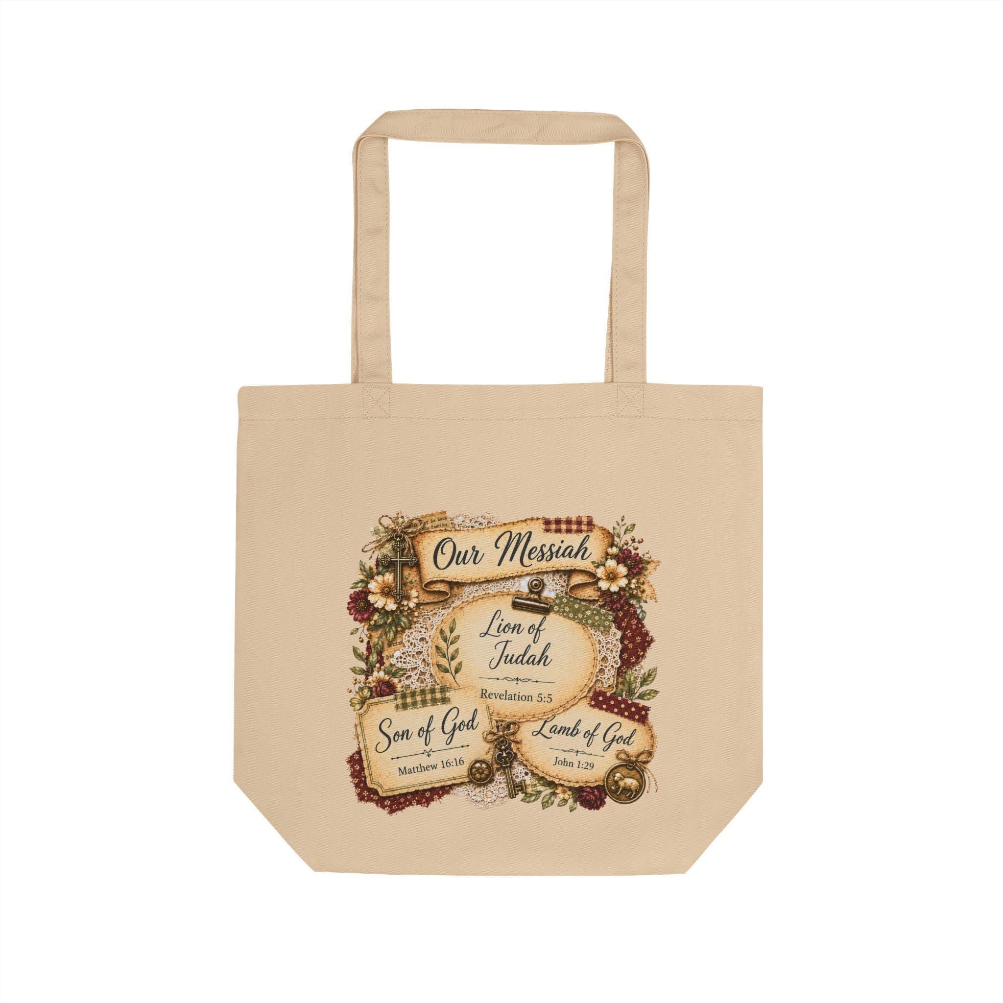 Names of Jesus Tote Bag Christian Bible Study Church Gift for Women Organic Canvas