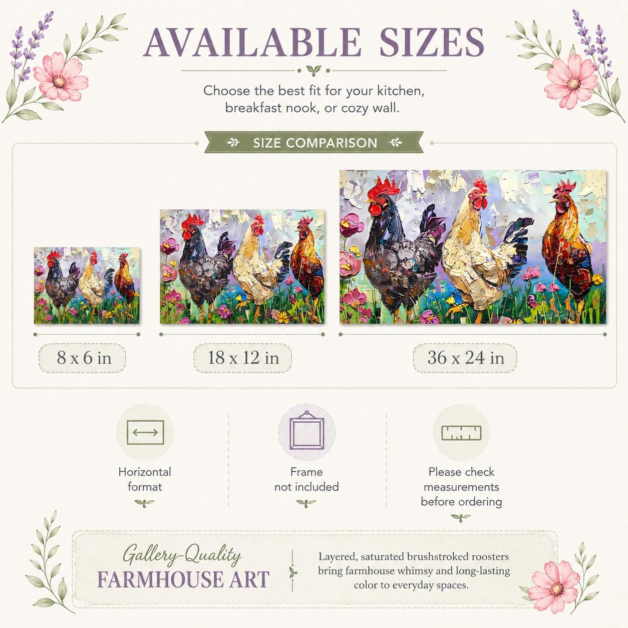 Painterly Rooster Art Poster, Farmhouse Rooster Print, Archival Matte Wall Art