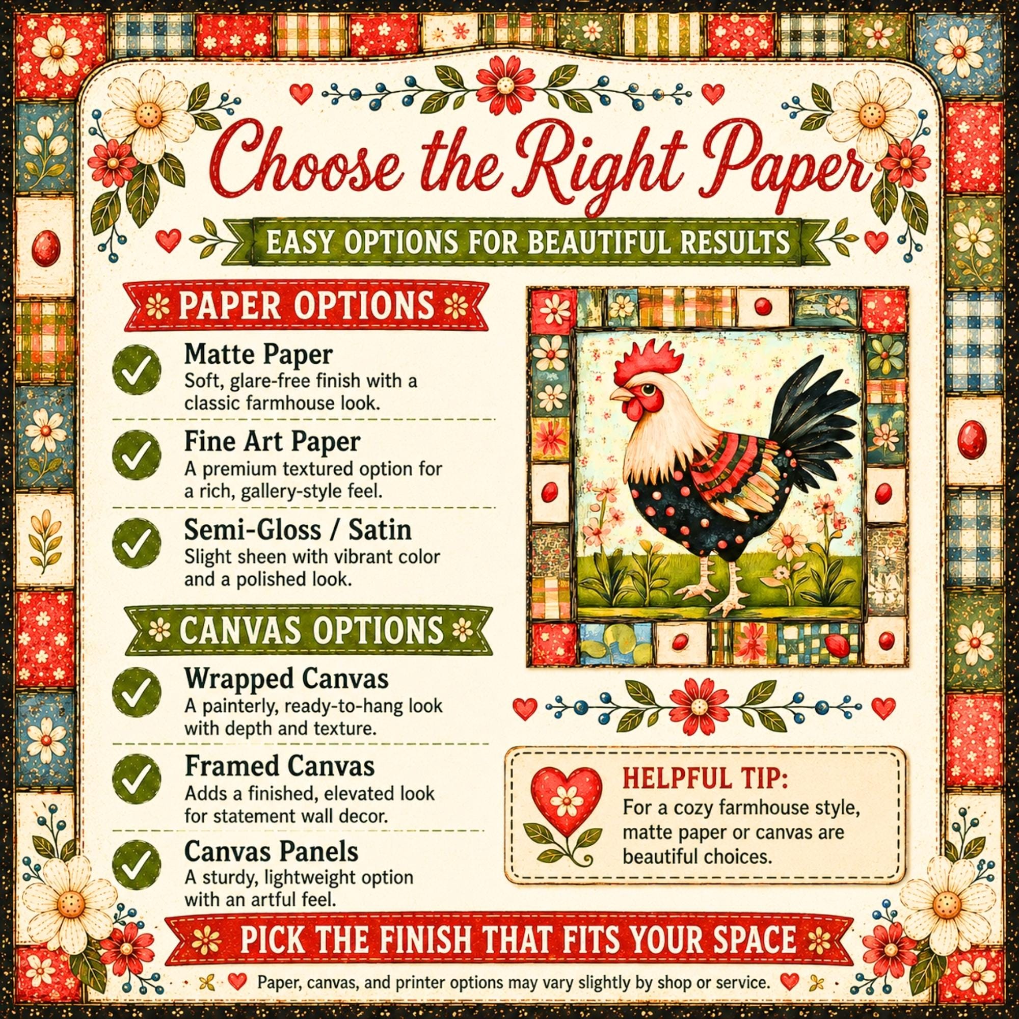 Farmhouse Rooster Digital Download Folk Art Print Country Kitchen Wall Decor Square Poster