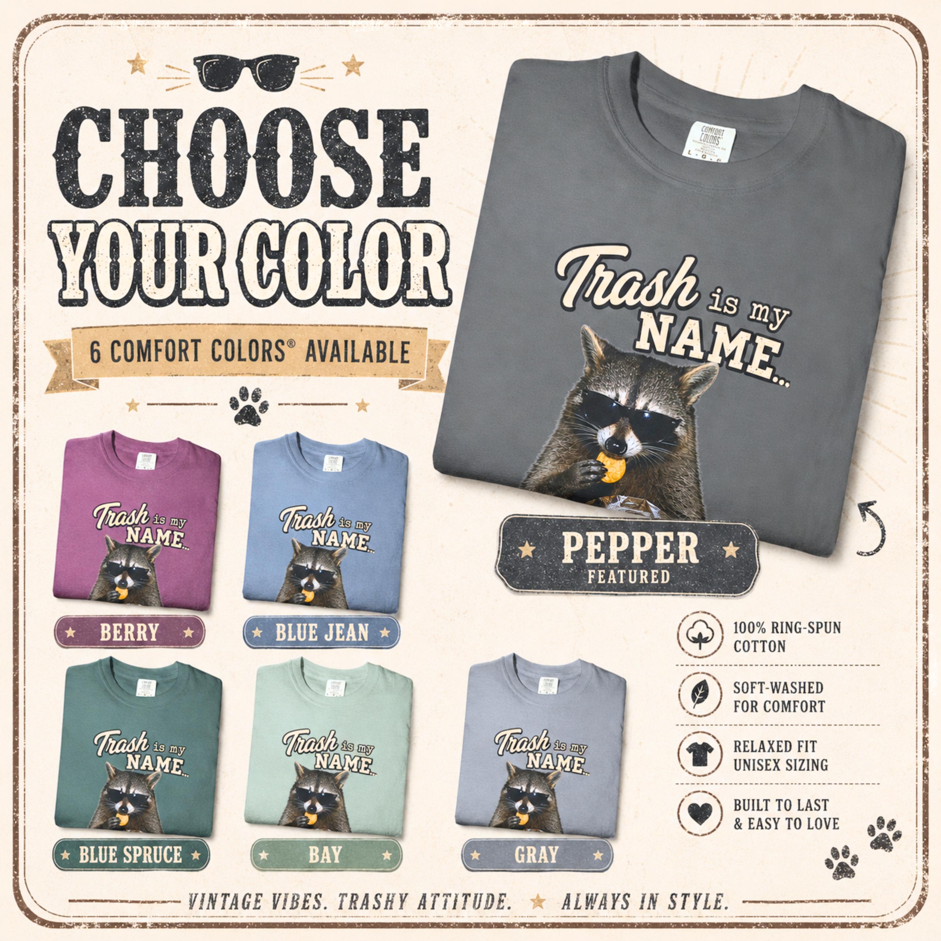 Raccoon Trash Panda Tee: Funny Animal Graphic Shirt, Comfort Colors Unisex Apparel, Meme T-Shirt, Snack Lover Gifts for Him Her Friends